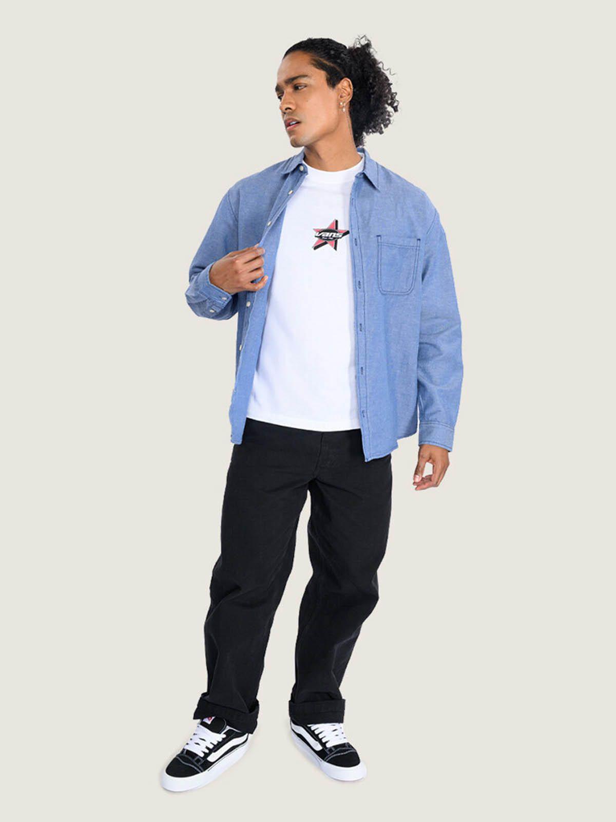 Camisa M/L Hombre Lawson Solid Oxford Azul-5