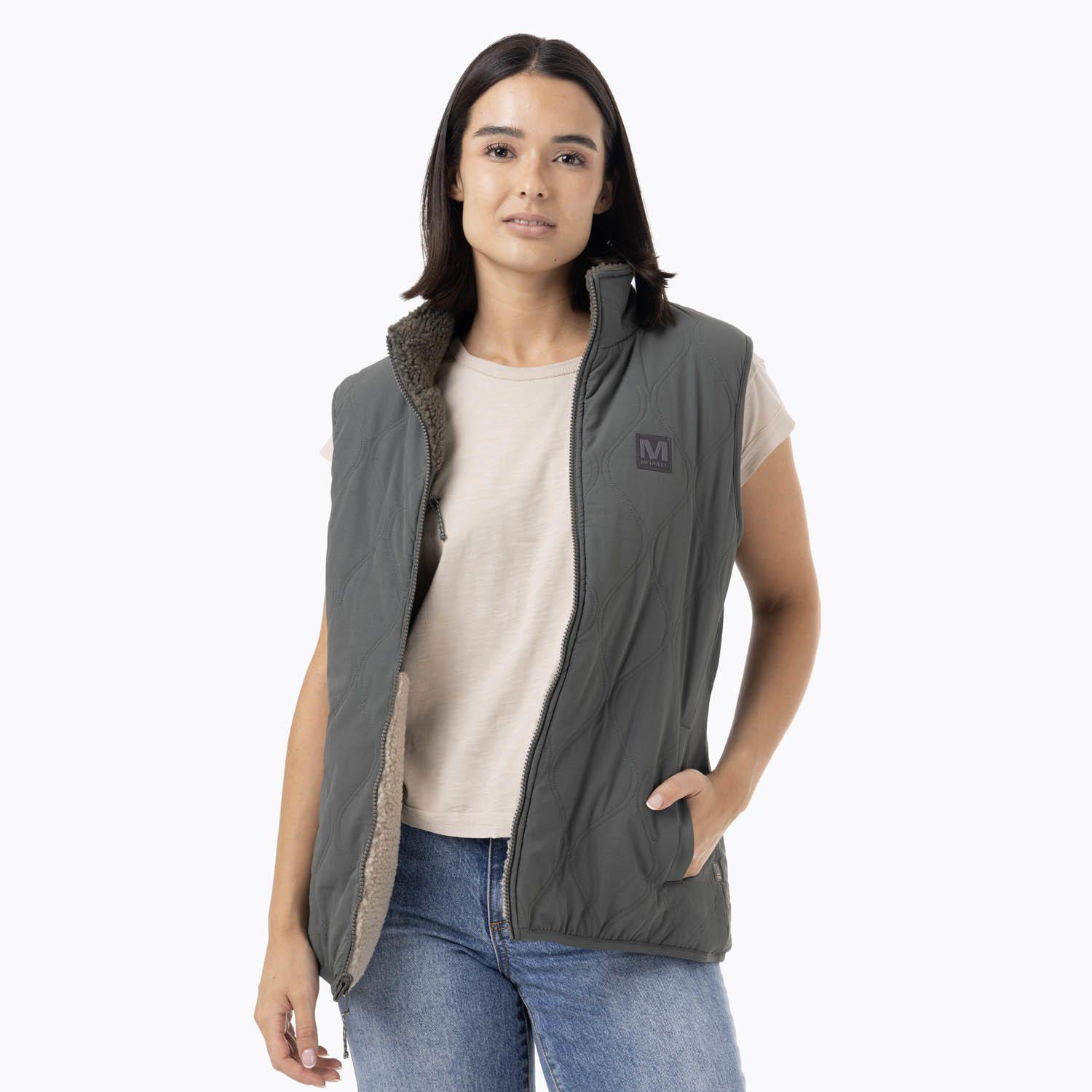 Polar Sin Mangas Mujer Sherpa Reversible Verde-8