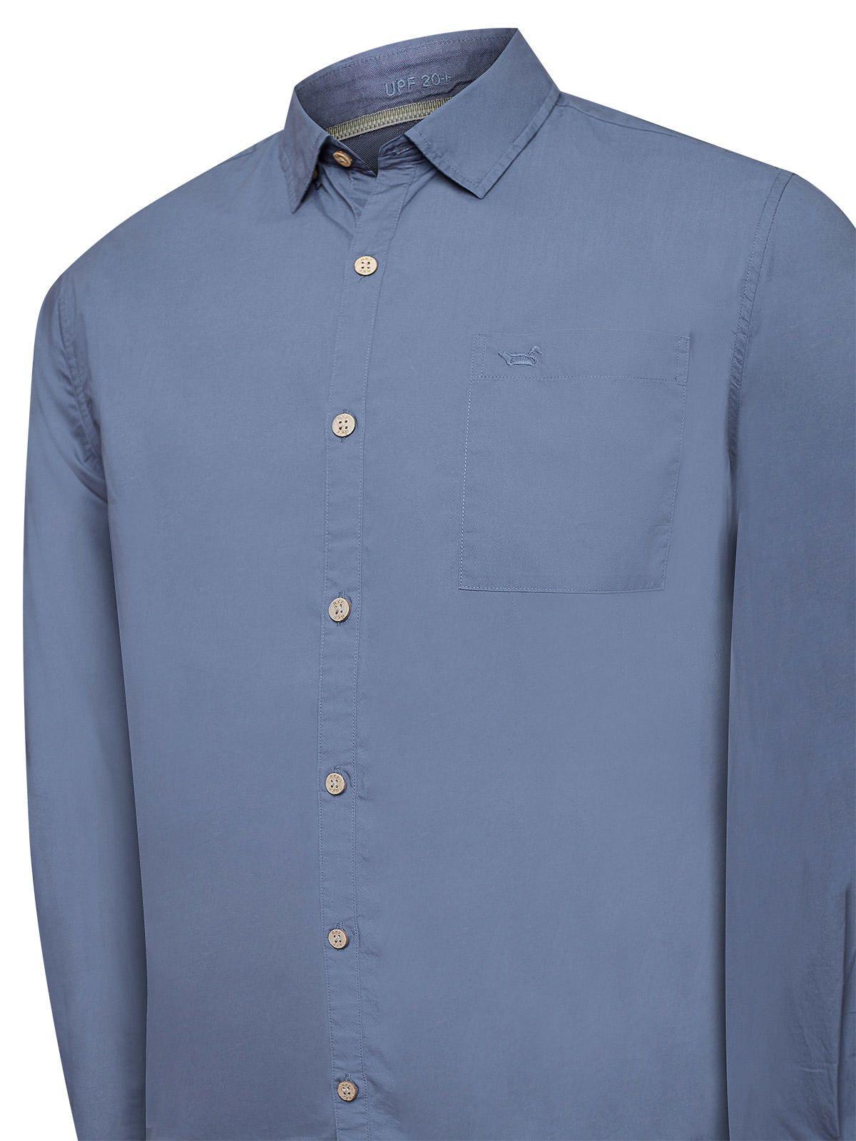 Camisa Algodón Orgánico Hombre Galiton Azul-3