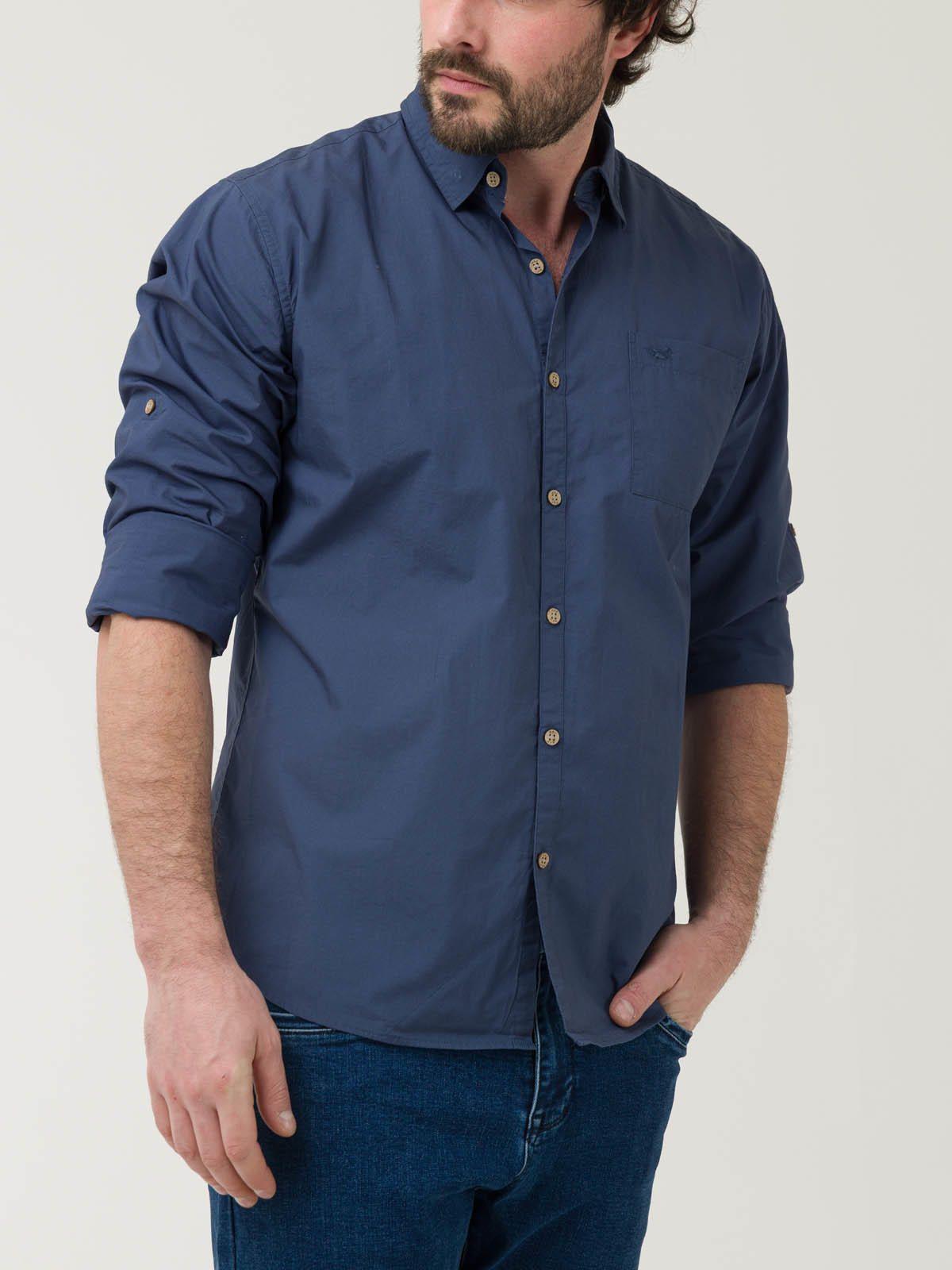 Camisa Algodón Orgánico Hombre Galiton Azul-4