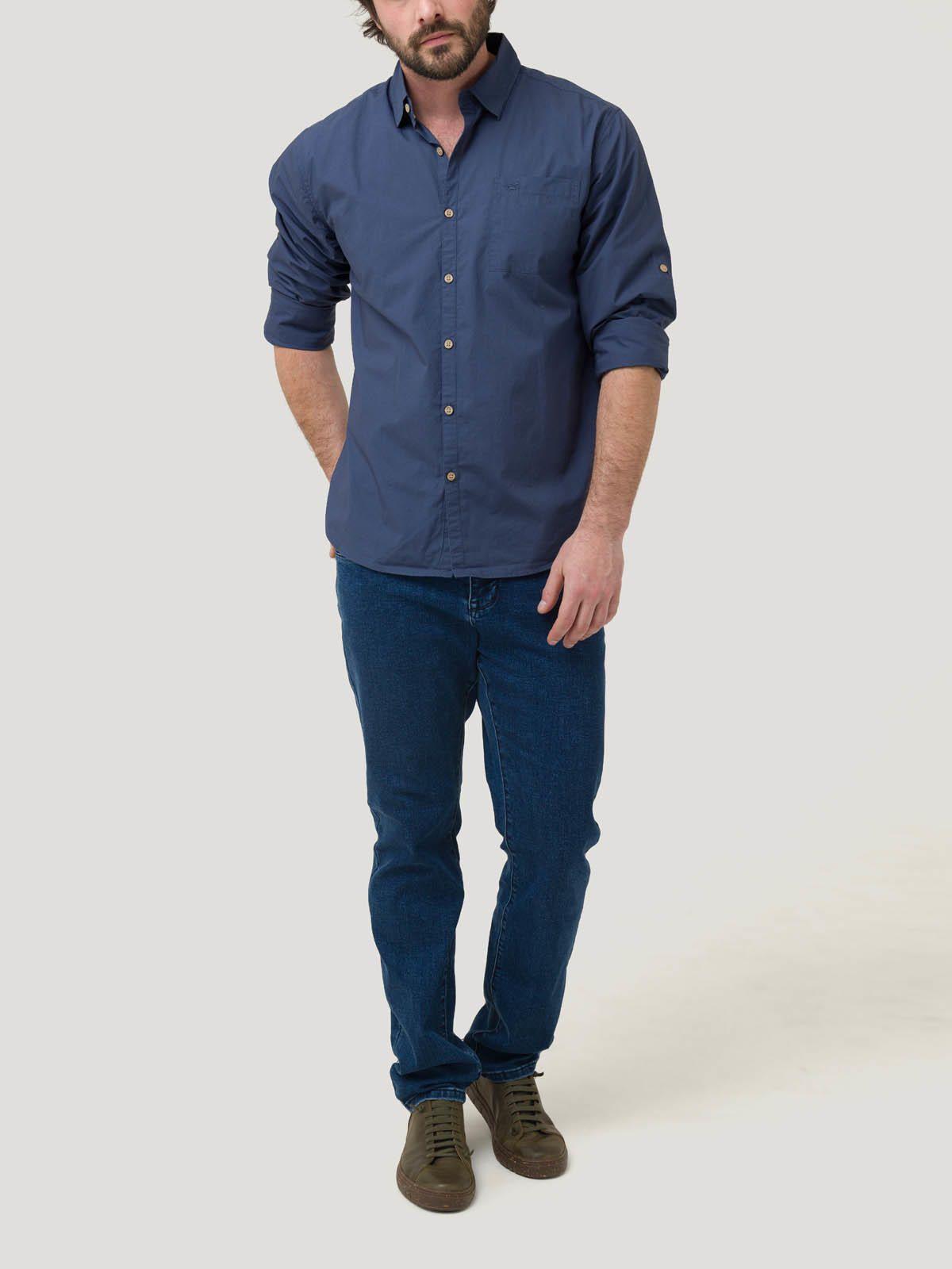 Camisa Algodón Orgánico Hombre Galiton Azul-8