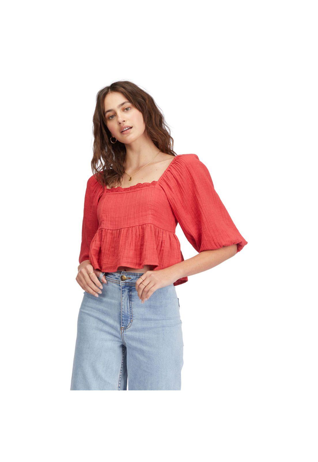 Blusa M/C Cross My Heart J Wvt Rojo Mujer-3