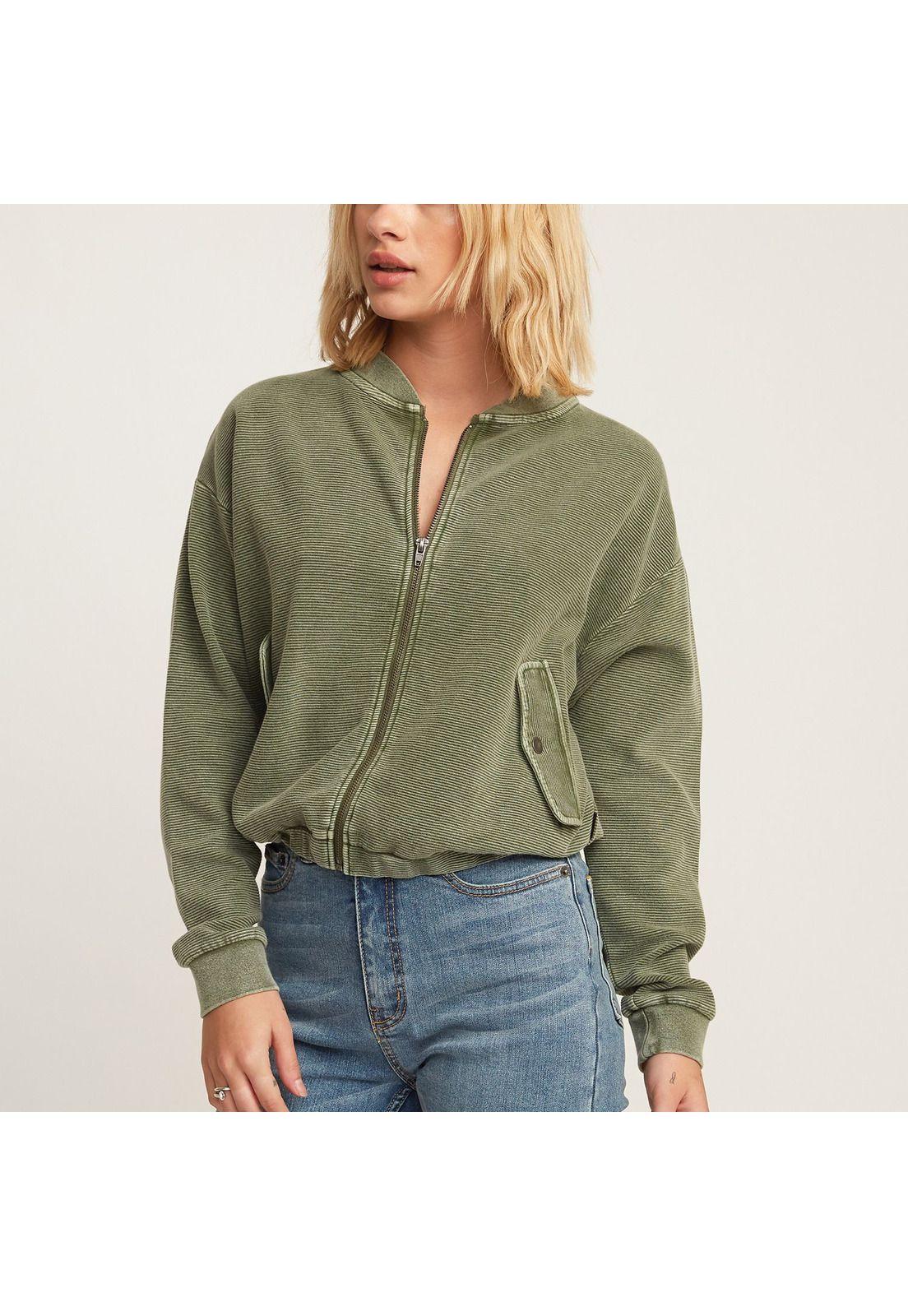 Polerón Mujer Flock Zip Fleece Verde-0