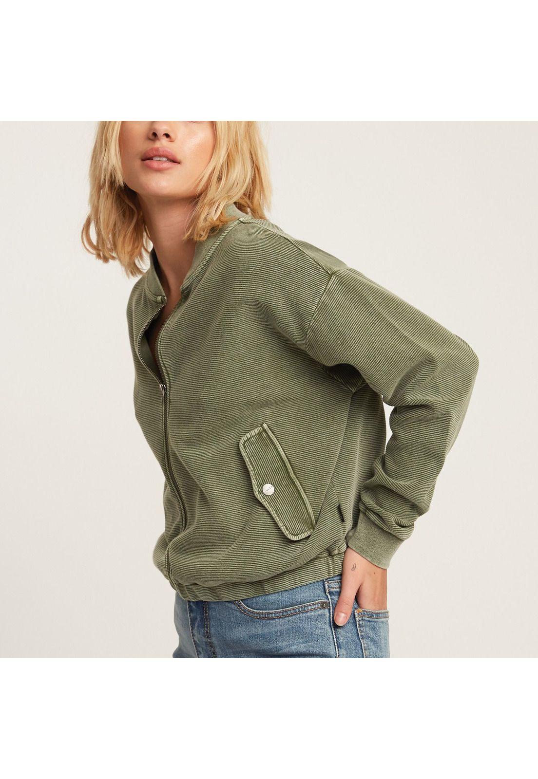 Polerón Mujer Flock Zip Fleece Verde-1