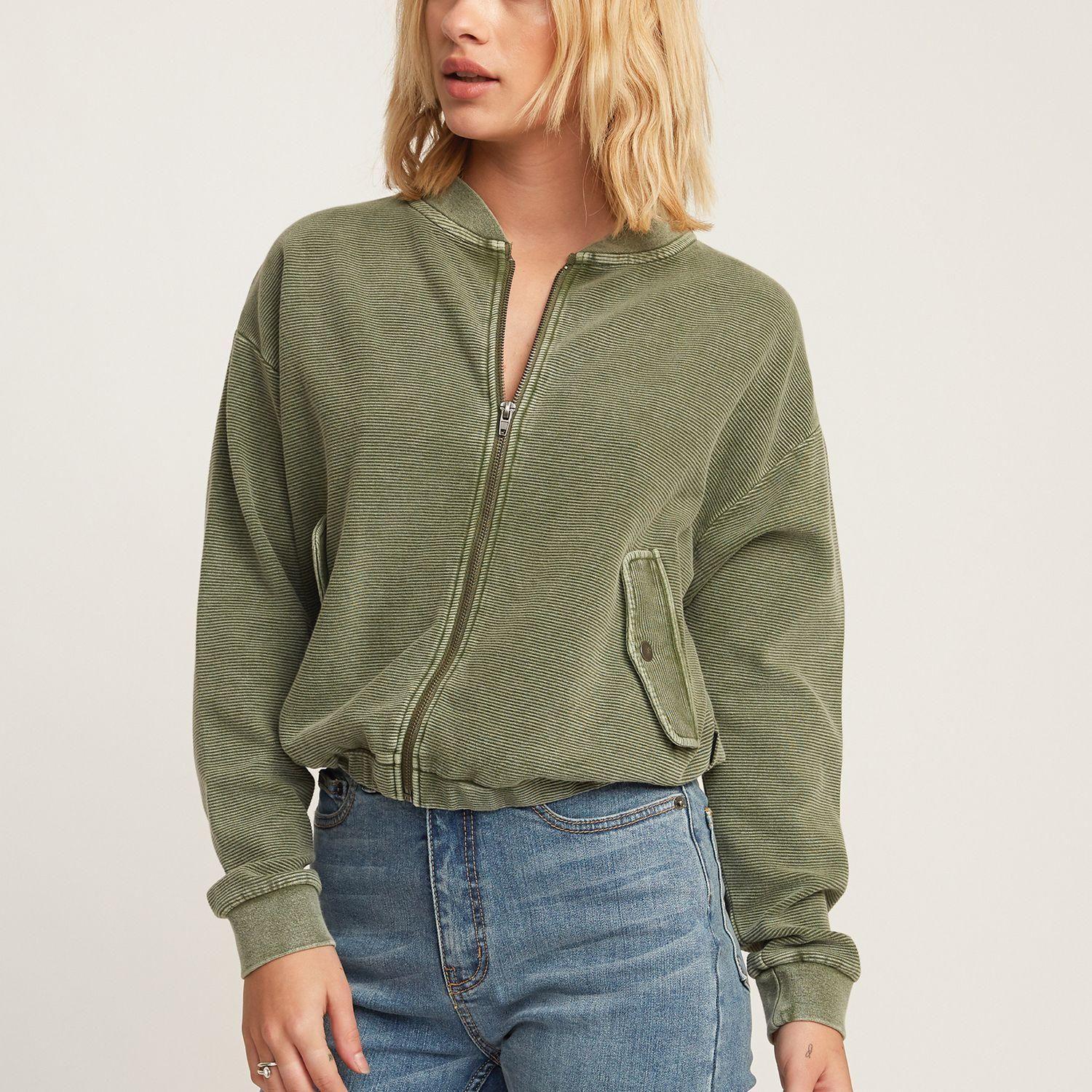 Polerón Mujer Flock Zip Fleece Verde-0