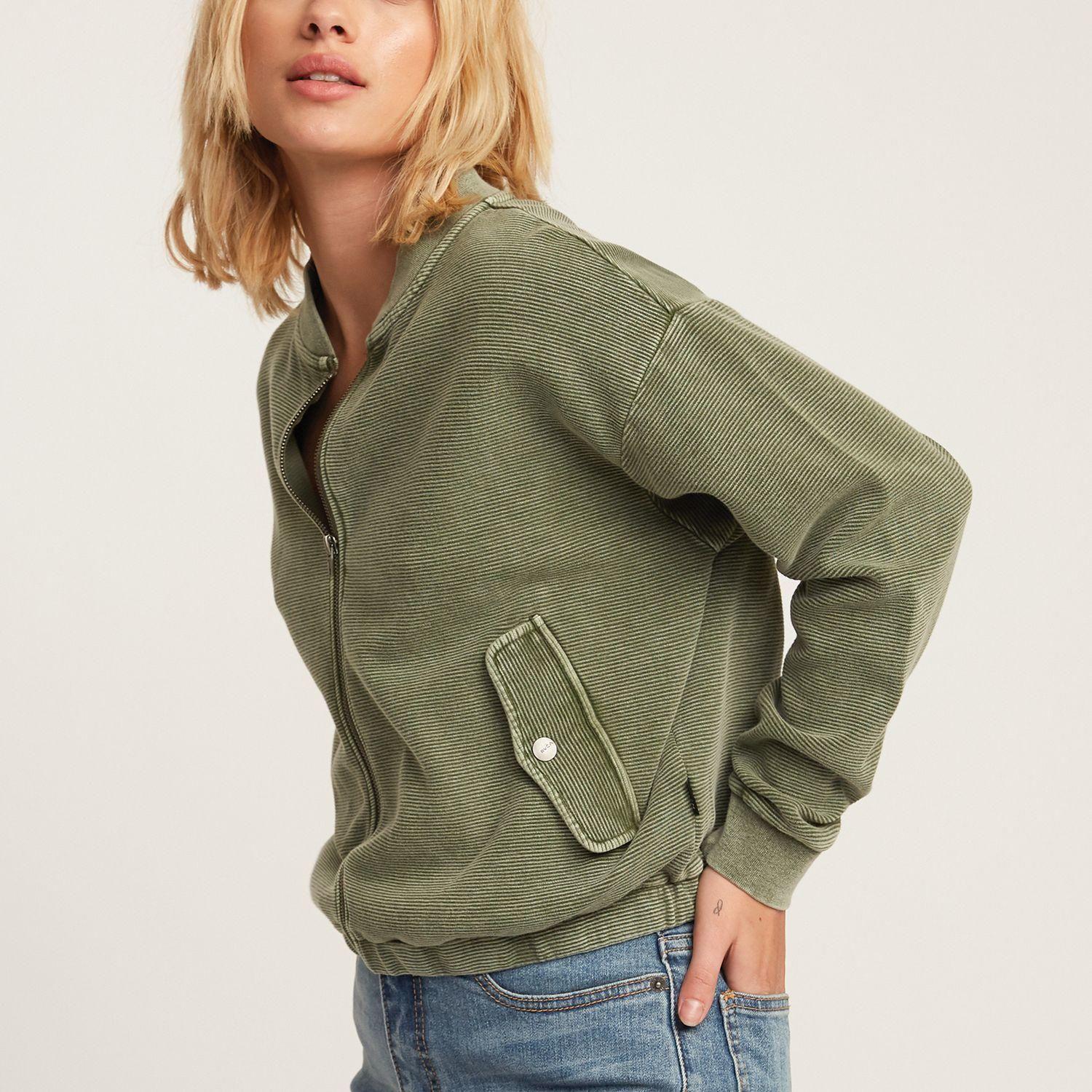 Polerón Mujer Flock Zip Fleece Verde-1