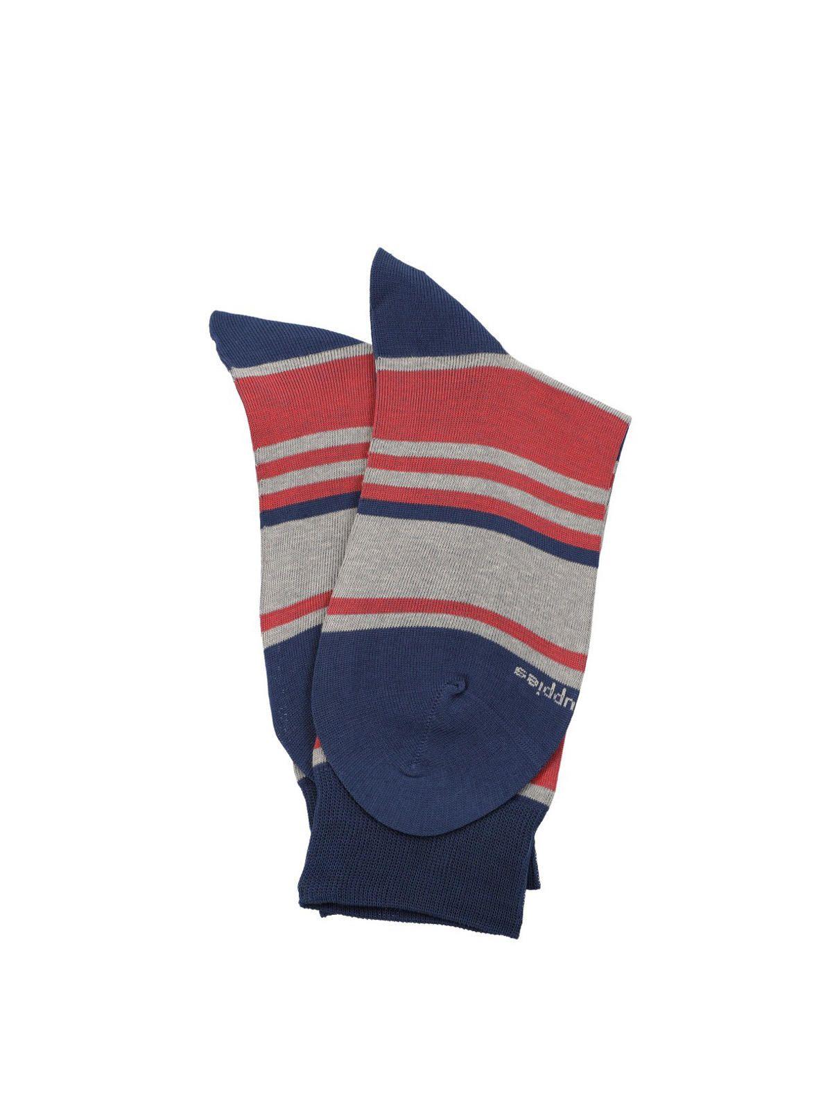 Calcetín Hombre D Stripes Azul Algodón-2