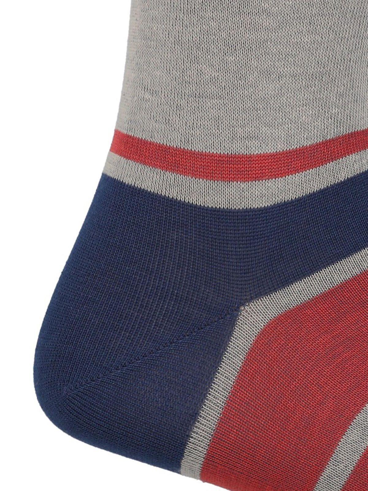 Calcetín Hombre D Stripes Azul Algodón-1