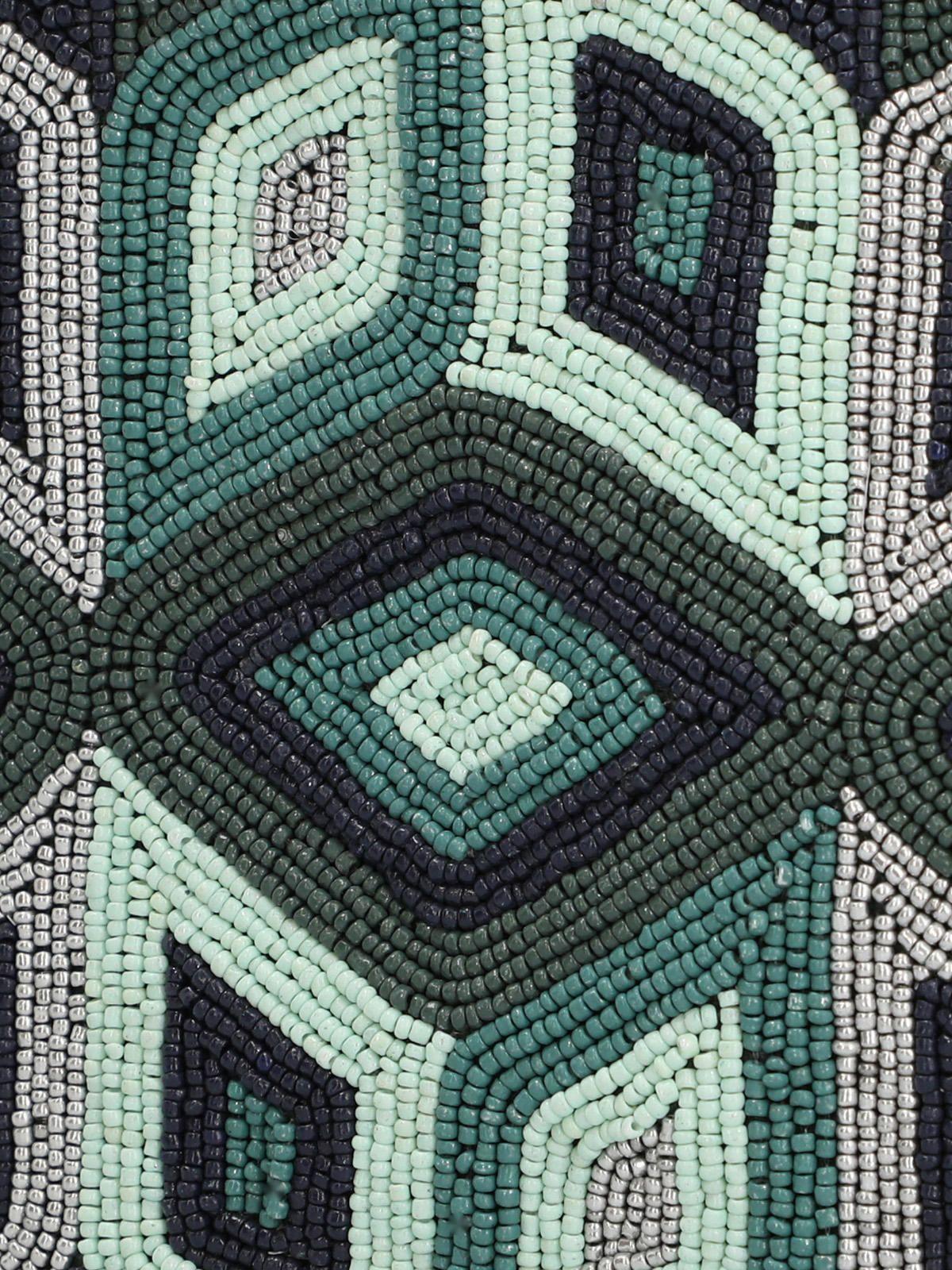 Cartera Algodon Org Mujer Beaded Zip Bag Azul-2