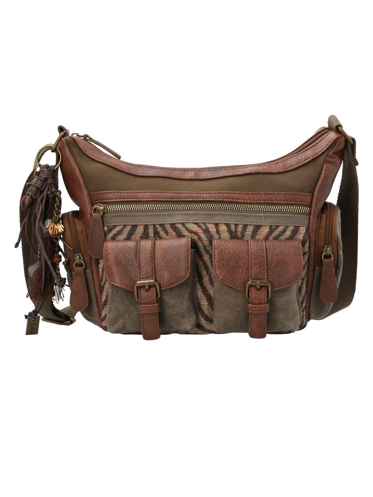 Cartera Textil Mujer Eloni Cross Café-0