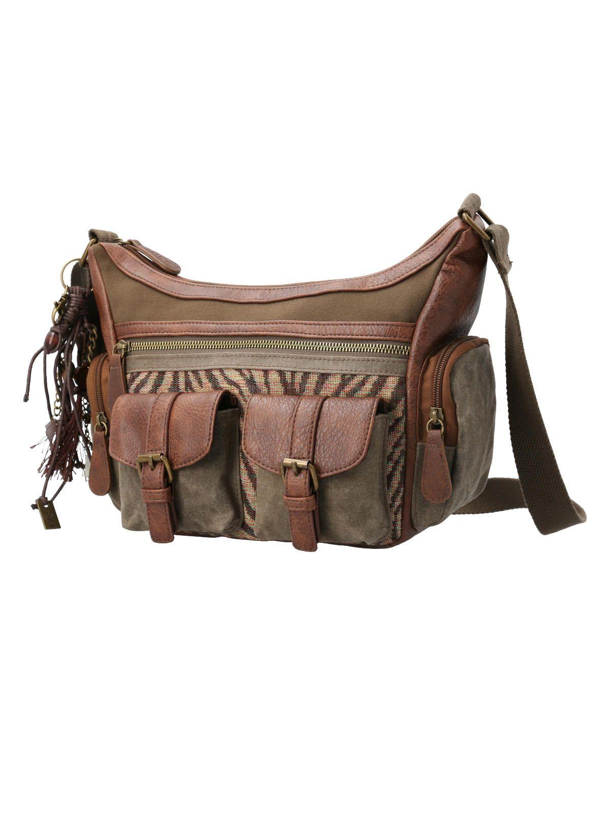 Cartera Textil Mujer Eloni Cross Café-1