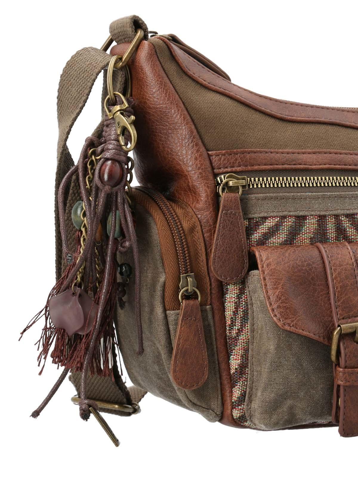 Cartera Textil Mujer Eloni Cross Café-3