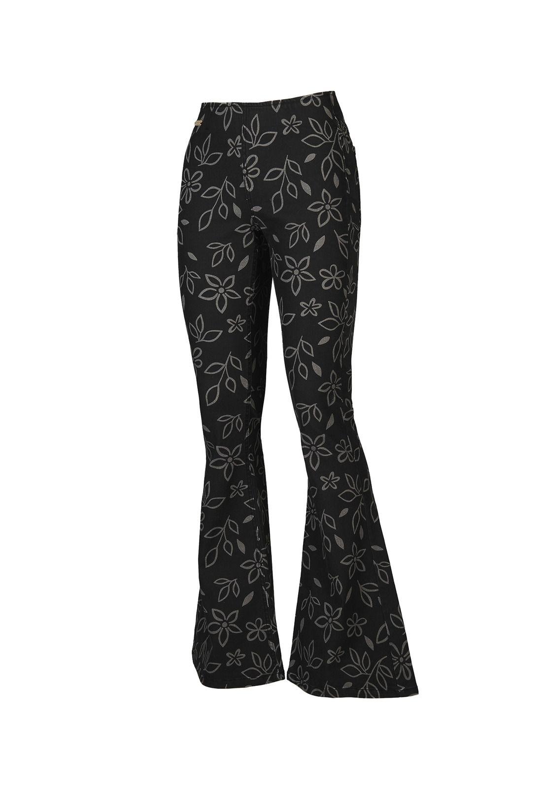 Pantalón Mujer Flora Negro-0