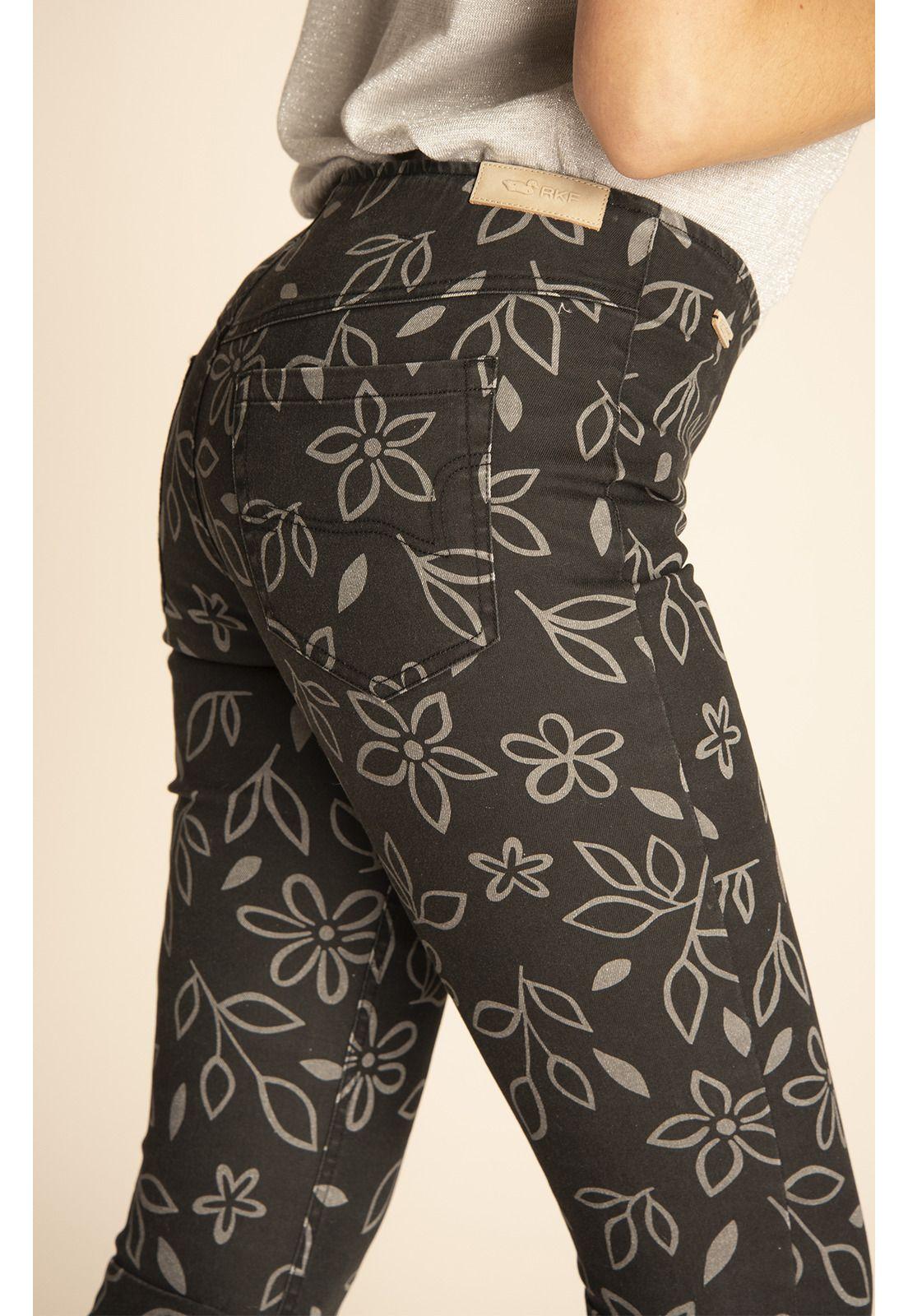 Pantalón Mujer Flora Negro-3