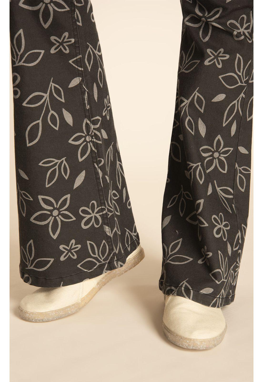 Pantalón Mujer Flora Negro-4