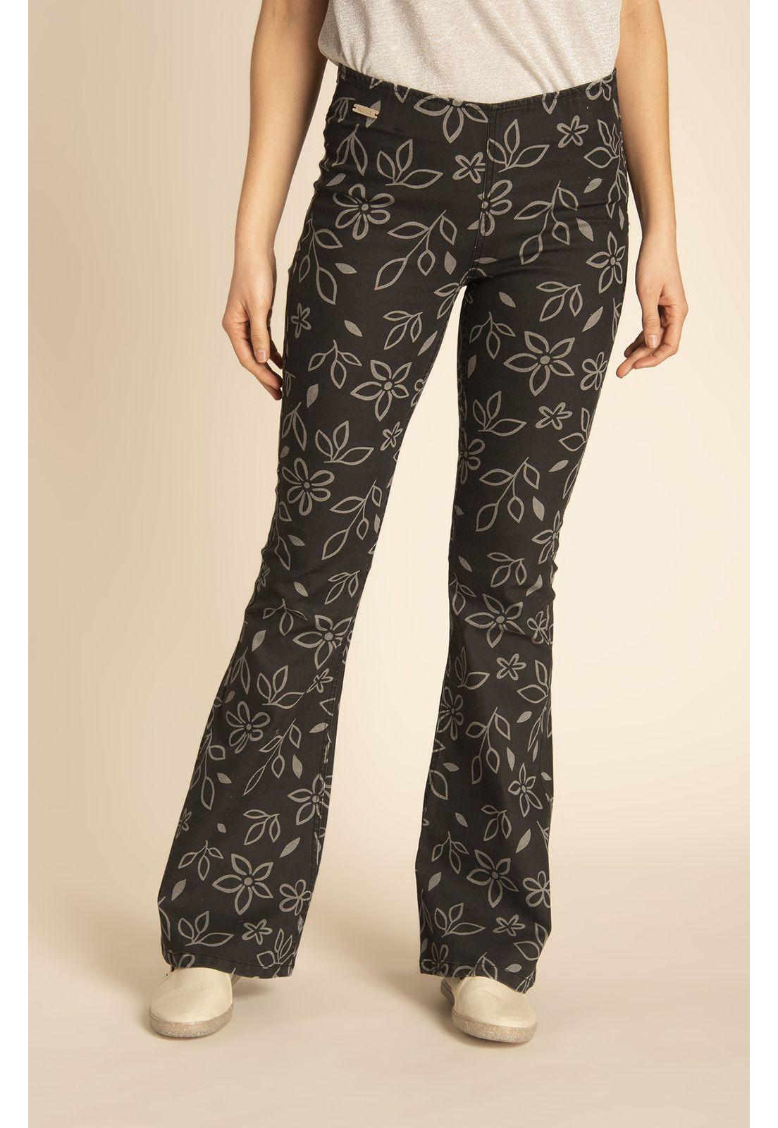 Pantalón Mujer Flora Negro-5