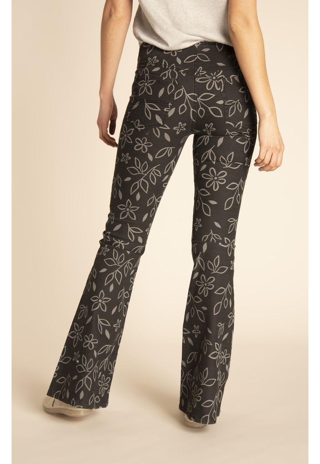 Pantalón Mujer Flora Negro-6