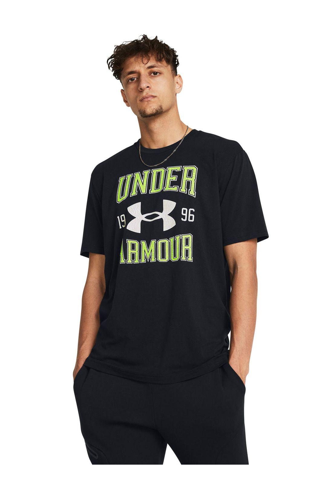 Polera manga corta Vintage hmbre Negro-3