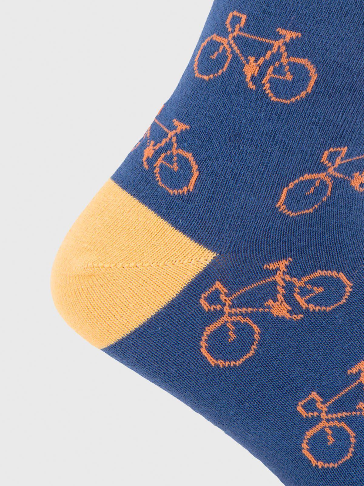 Calcetin Algodón Hombre C Cuff Pedal Azul-2