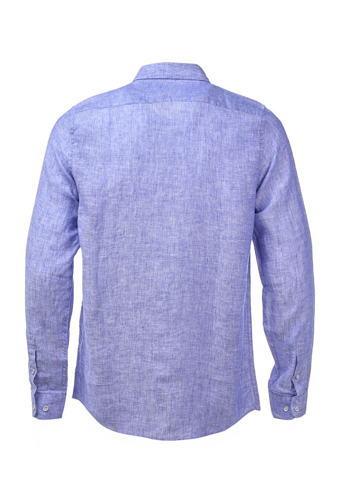 Camisa Lino Orgánico Linen Azul Hombre-3