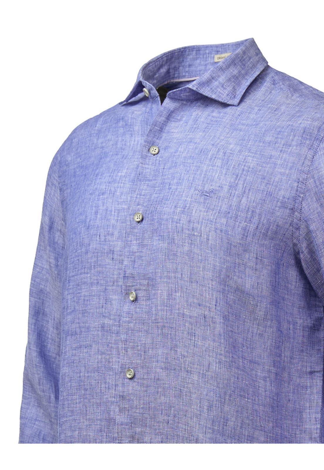 Camisa Lino Orgánico Linen Azul Hombre-4