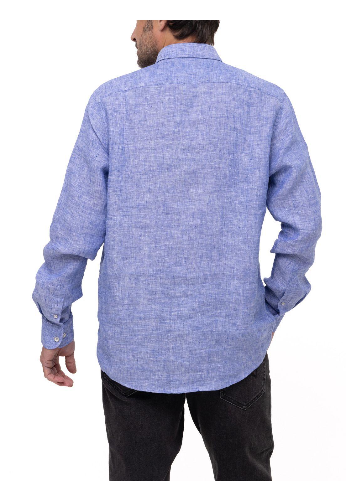 Camisa Lino Orgánico Linen Azul Hombre-7