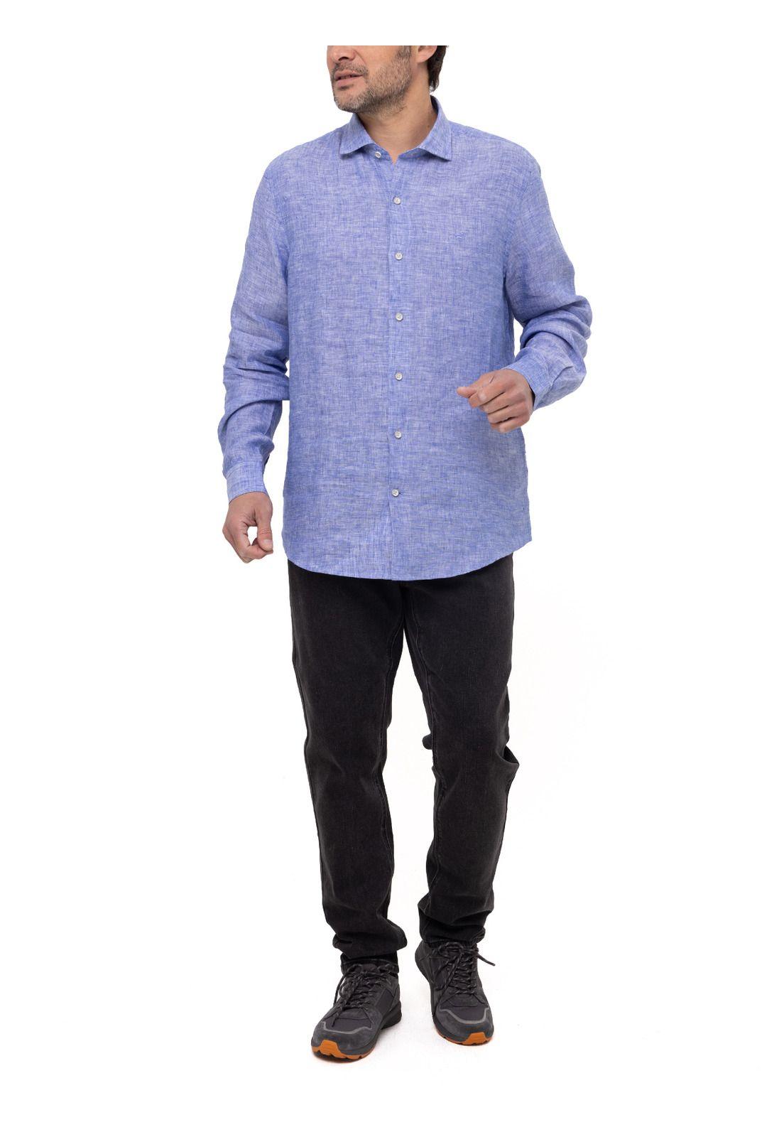 Camisa Lino Orgánico Linen Azul Hombre-8