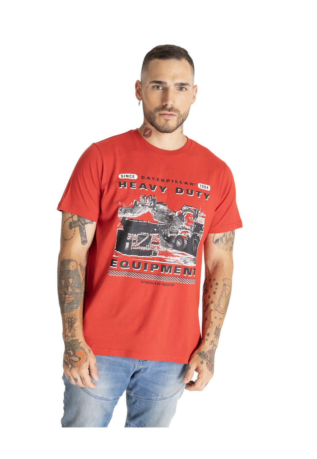 Polera Manga Corta Hombre Foundation Machines Rojo-0