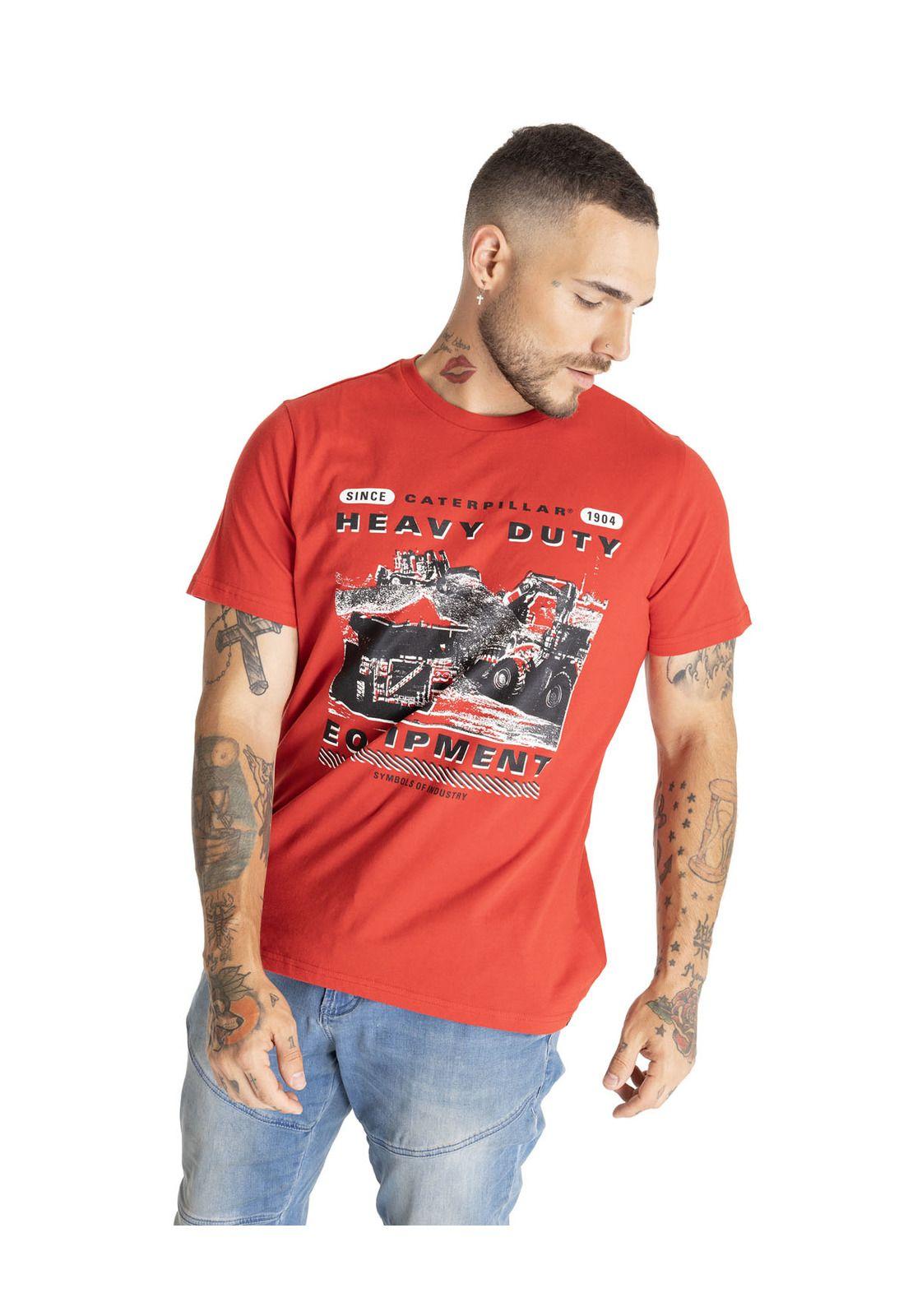 Polera Manga Corta Hombre Foundation Machines Rojo-1