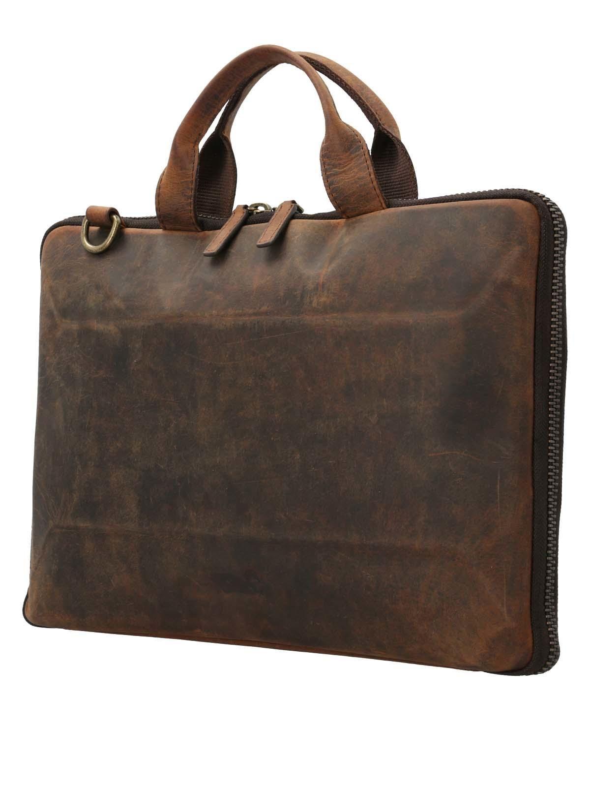 Porta Notebook Cuero Unisex Clark Case Cognac-1