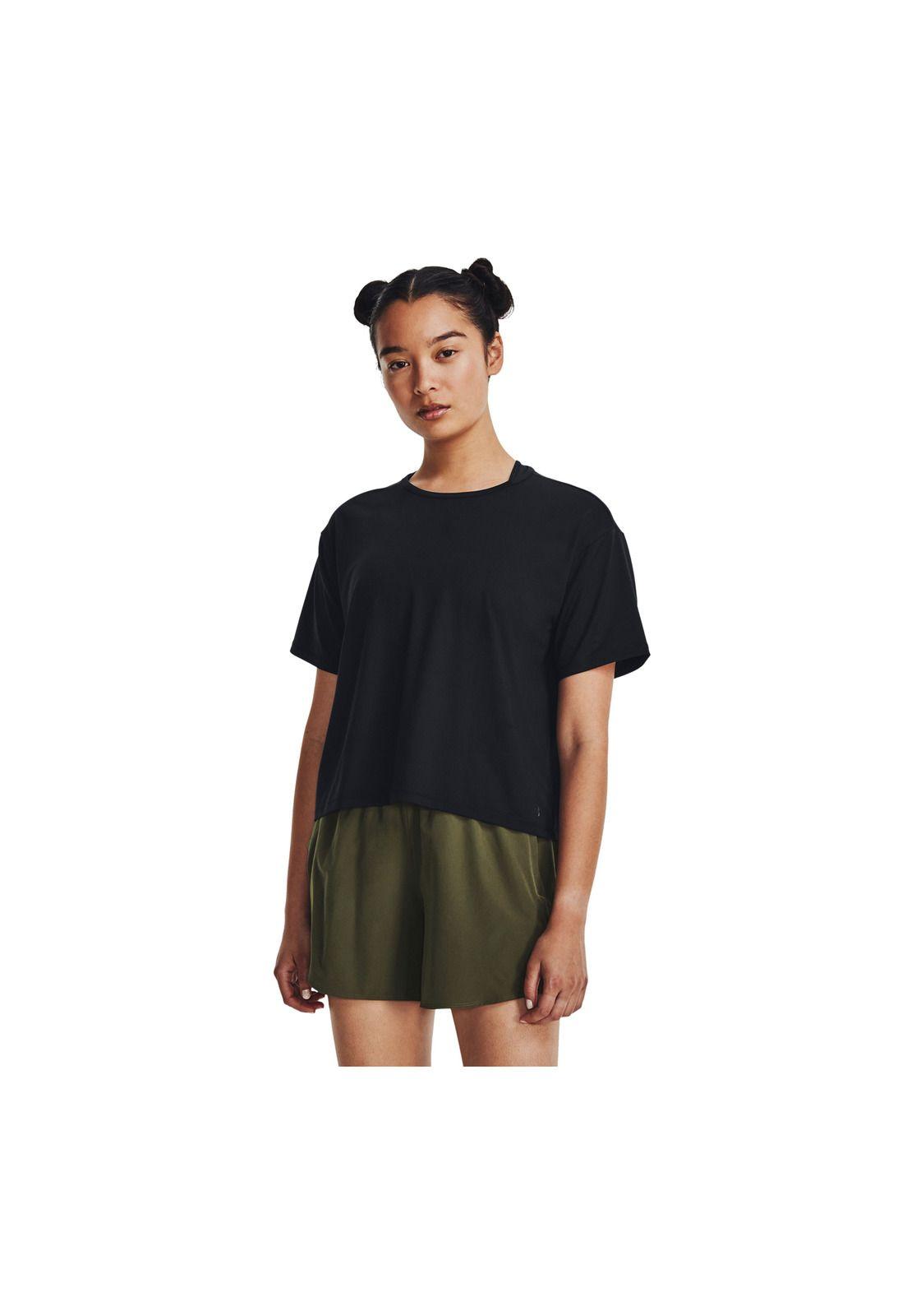 Polera manga corta UA Motion mujer Negro-3