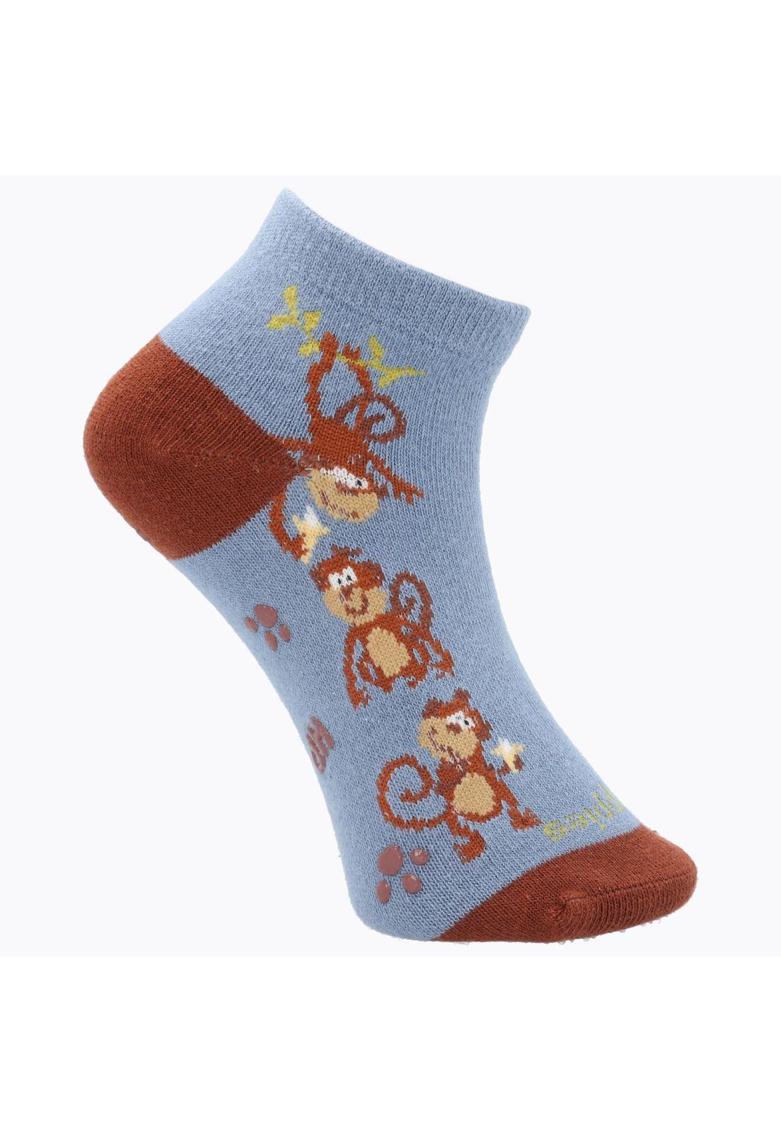 Calcetín Algodón Niño Ped Monkeys Azul-0