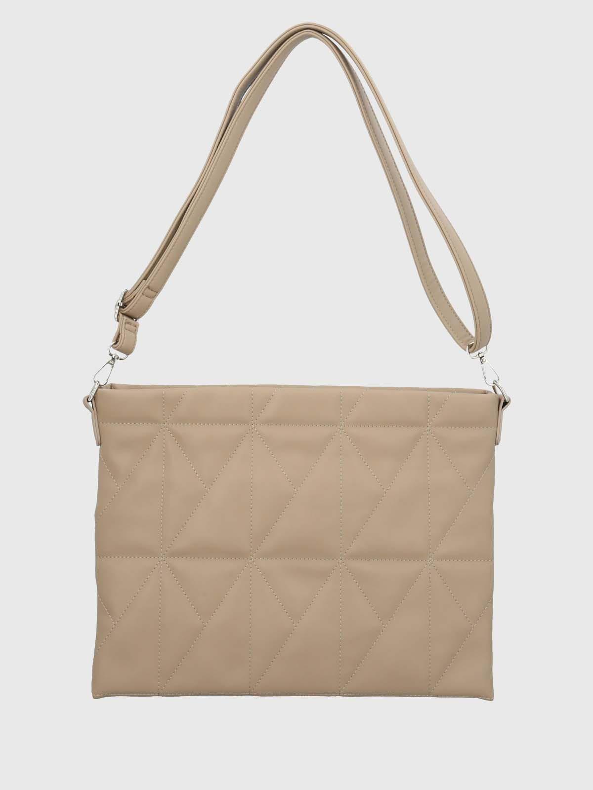 Bolso Notebook Ecocuero Mujer Quilt Beige-2