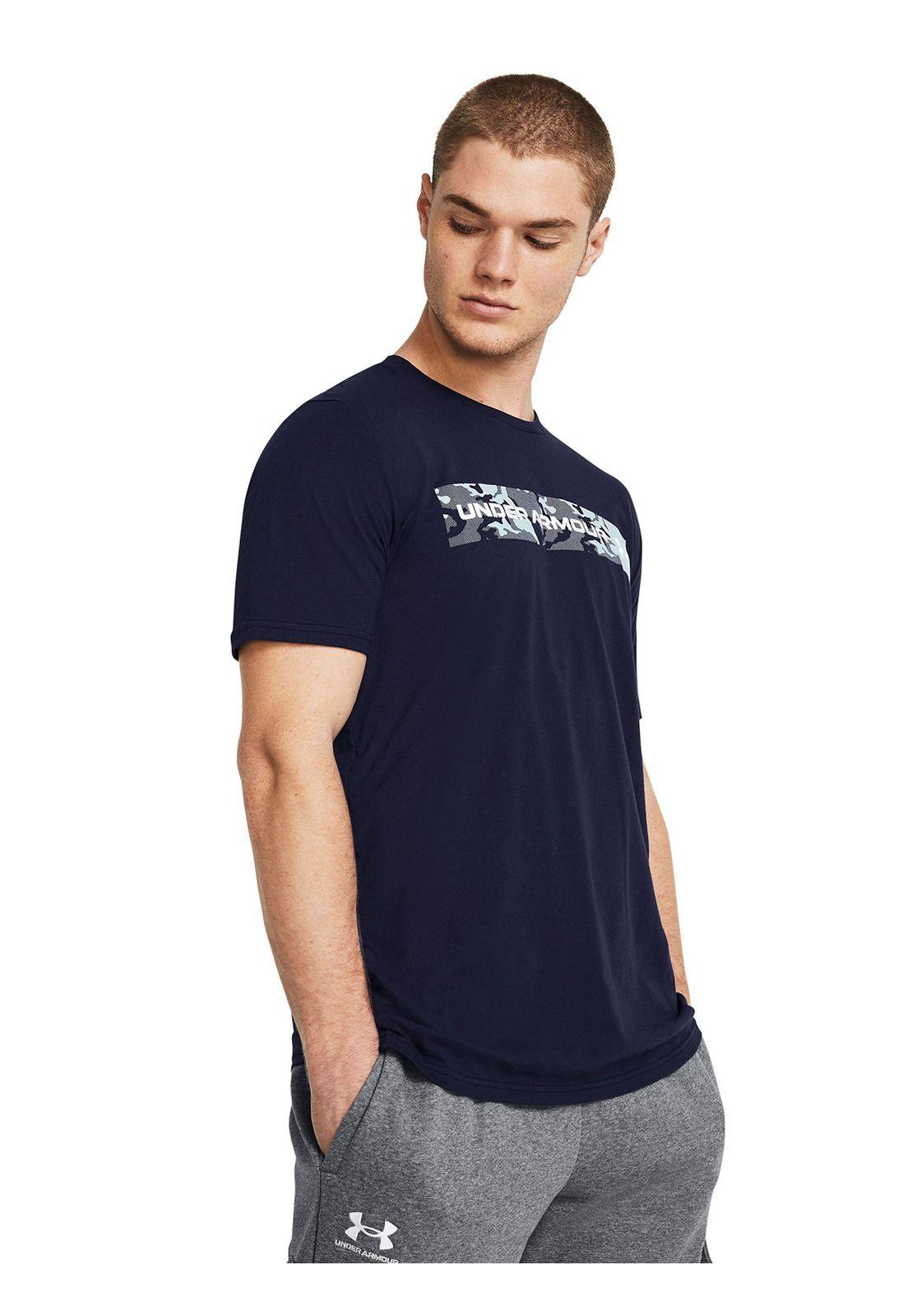 Polera Manga Corta UA Hombre Azul Marino-3