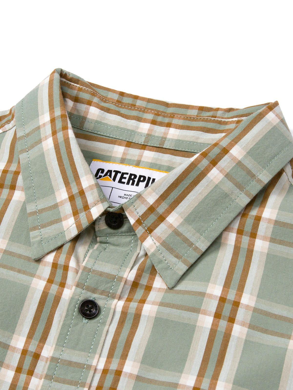 Camisa Manga Corta Hombre Plaid Poplin Verde-3