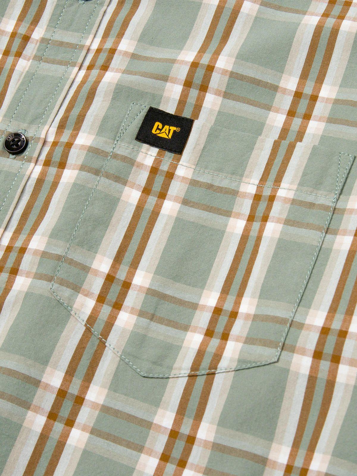 Camisa Manga Corta Hombre Plaid Poplin Verde-4