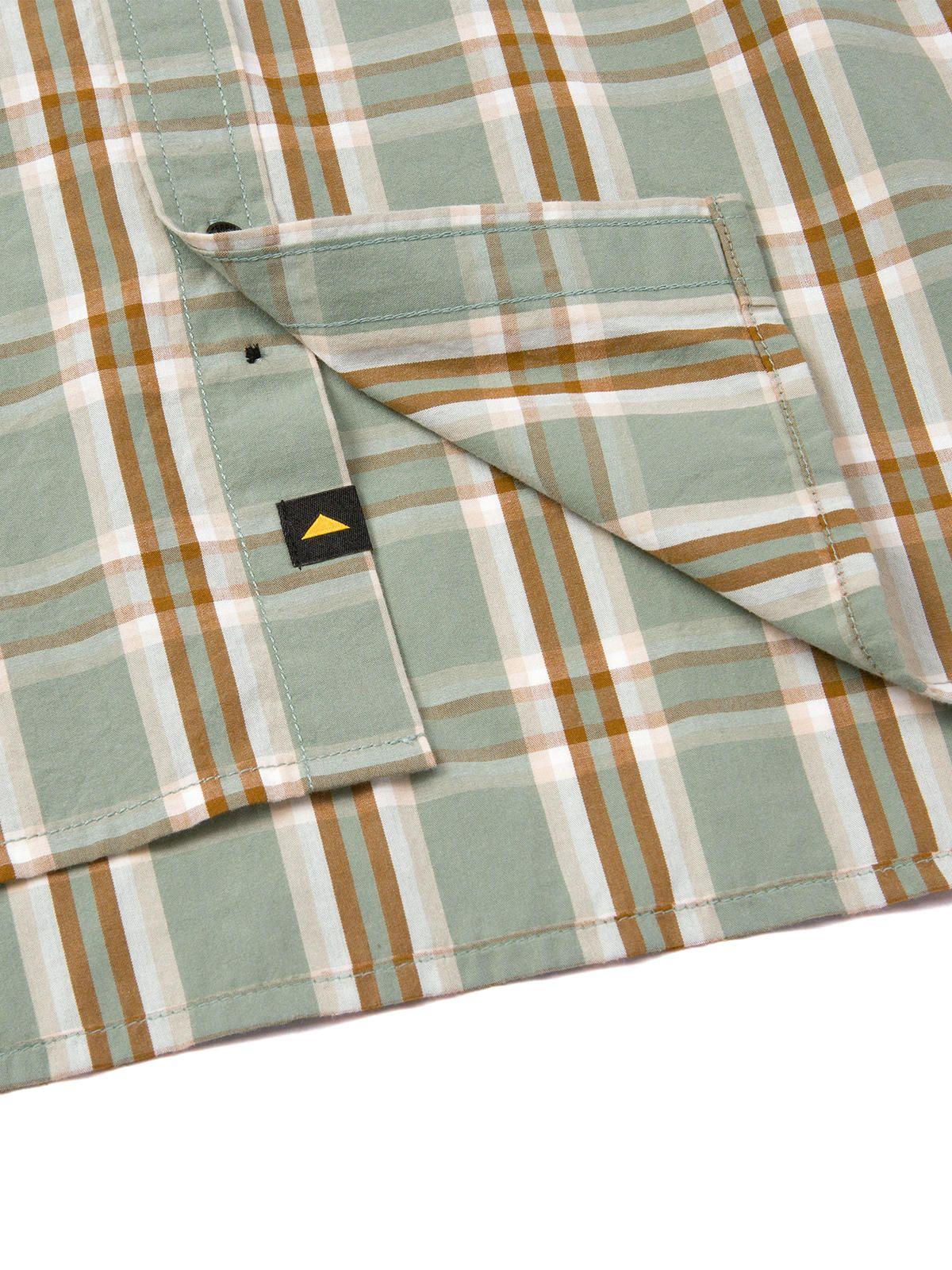 Camisa Manga Corta Hombre Plaid Poplin Verde-5
