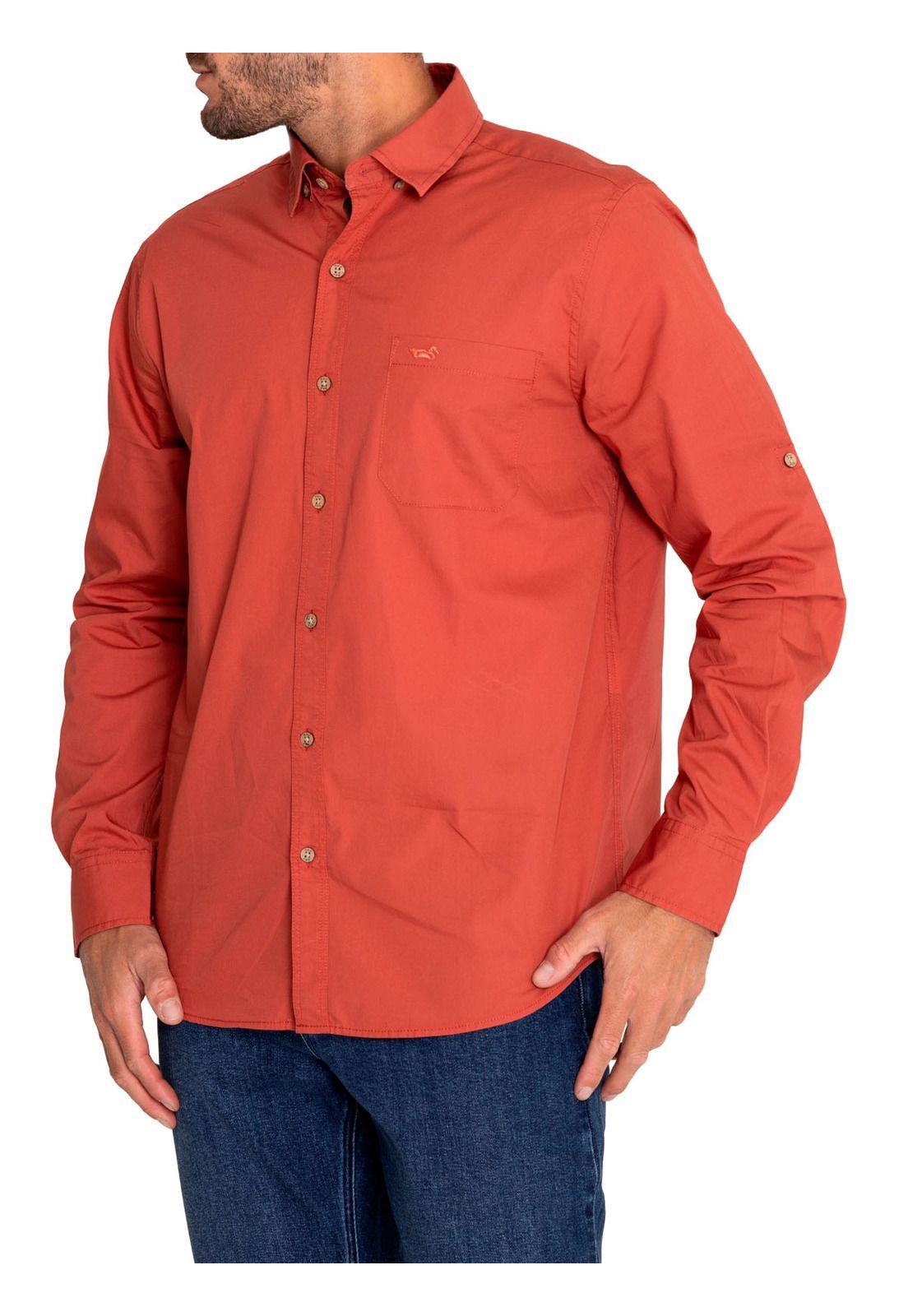 Camisa Algodón Orgánico Hombre Galiton Naranjo-5
