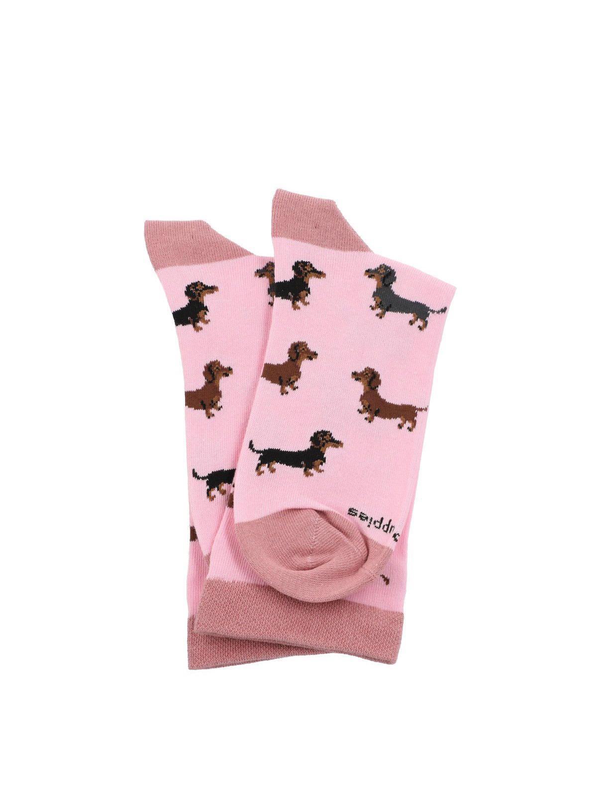Calcetín Algodón Mujer C Cuff Dachshu Rosado-2