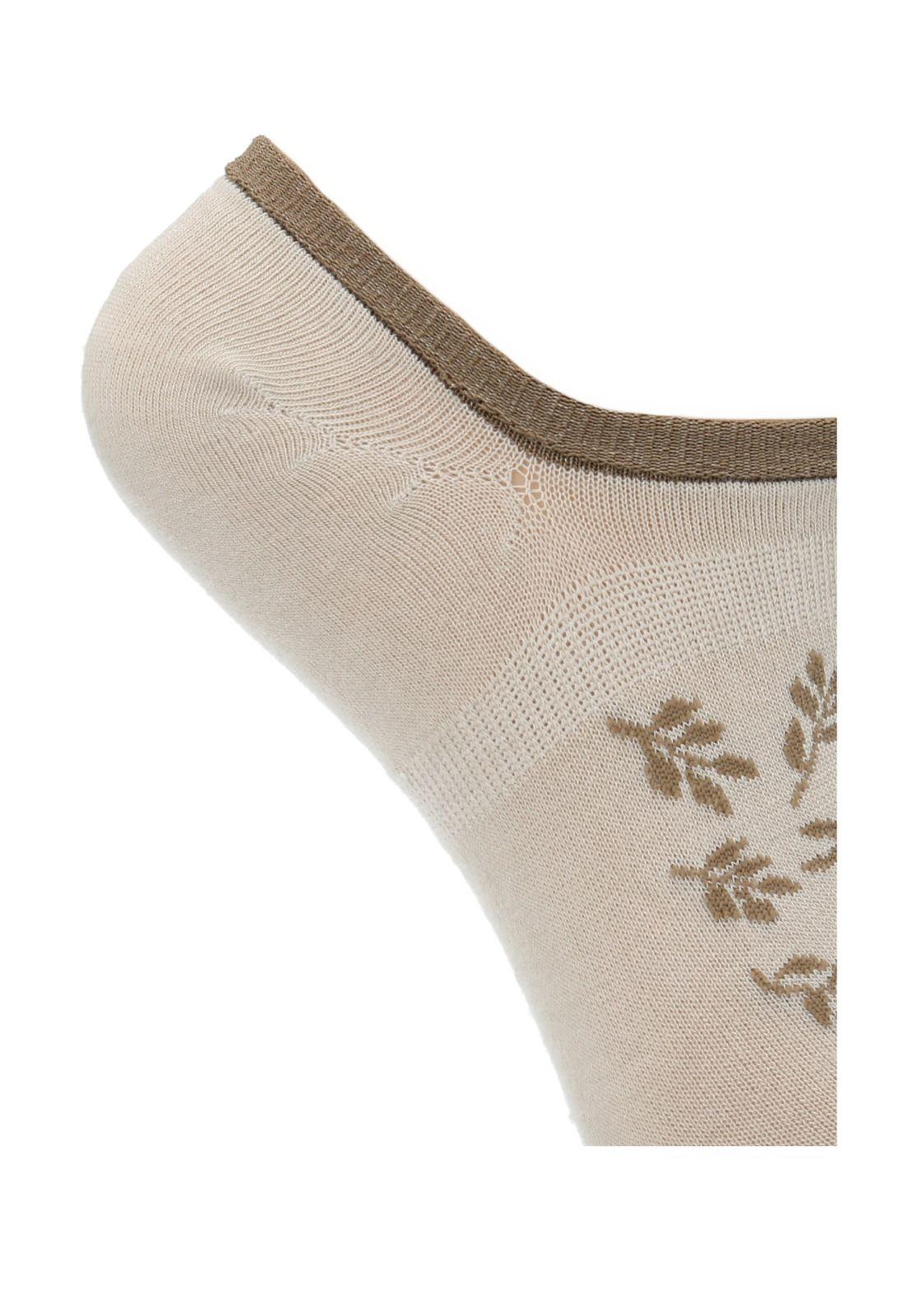 Calcetin Beige Leaves Mujer-1
