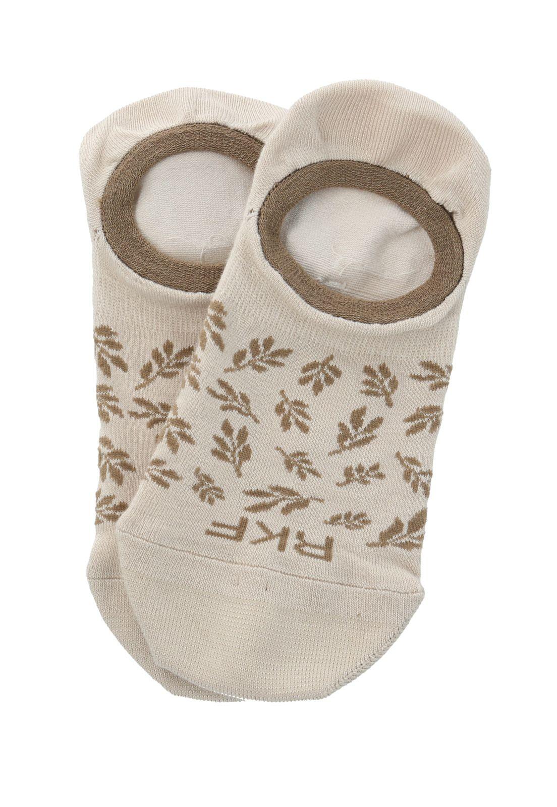 Calcetin Beige Leaves Mujer-2