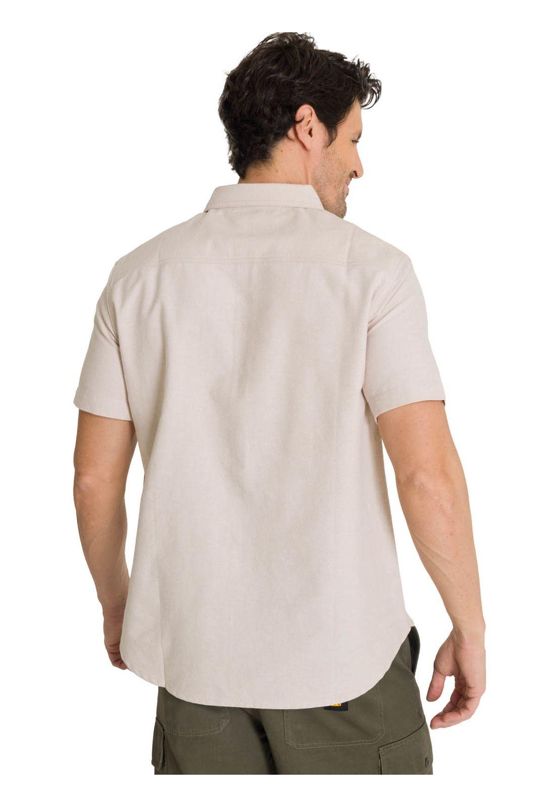 Camisa Manga Corta Hombre Oxford Relaxed Beige-3