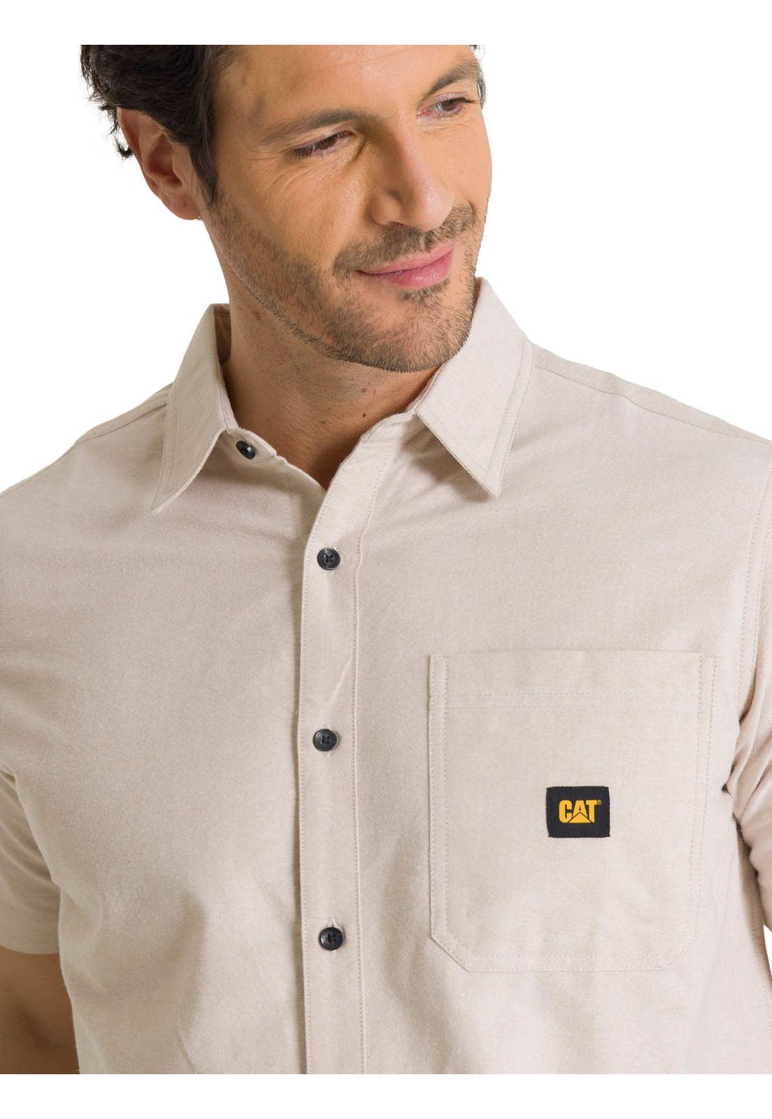 Camisa Manga Corta Hombre Oxford Relaxed Beige-4
