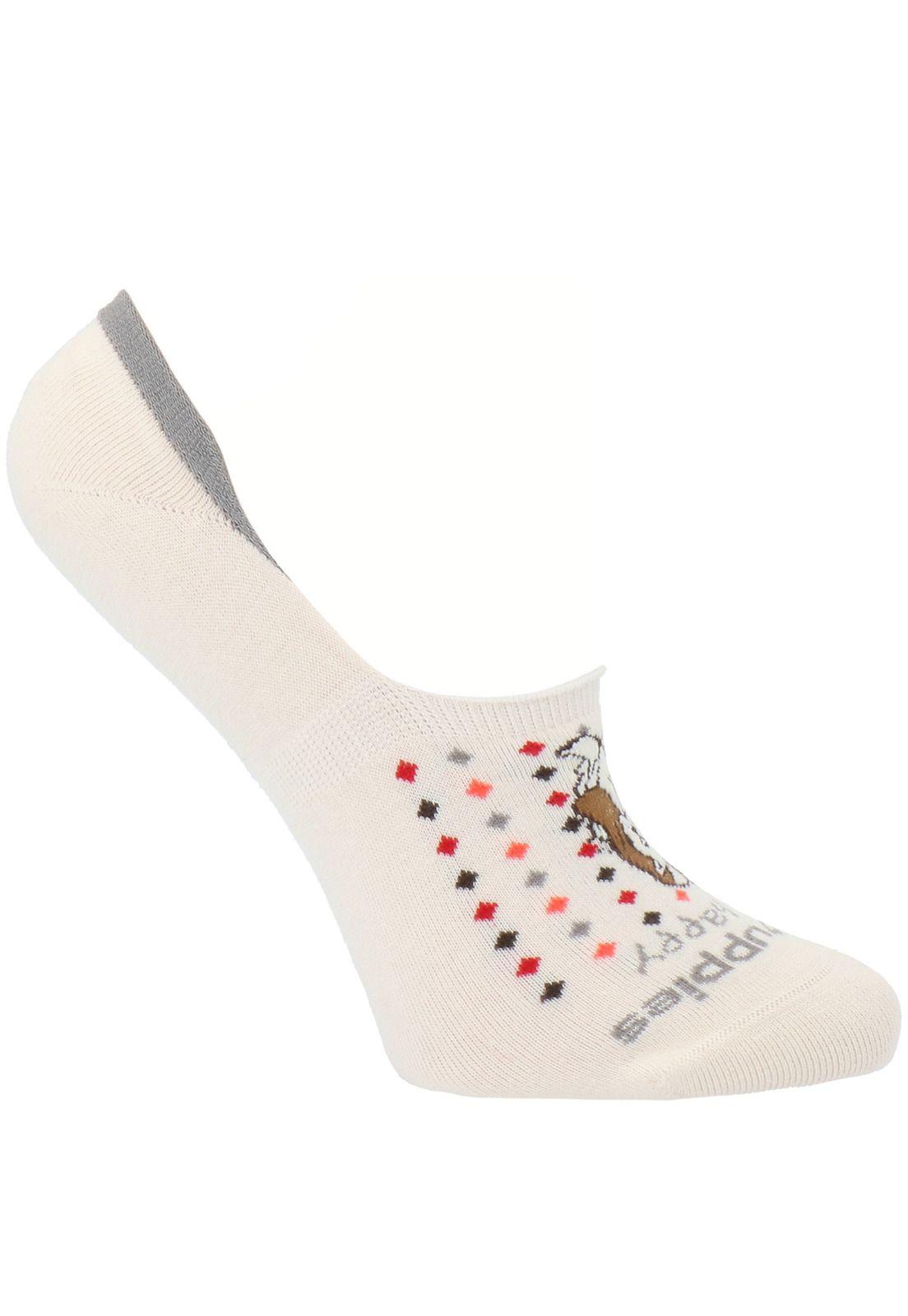 Calcetín Algodón Dogdots Crema Mujer-0