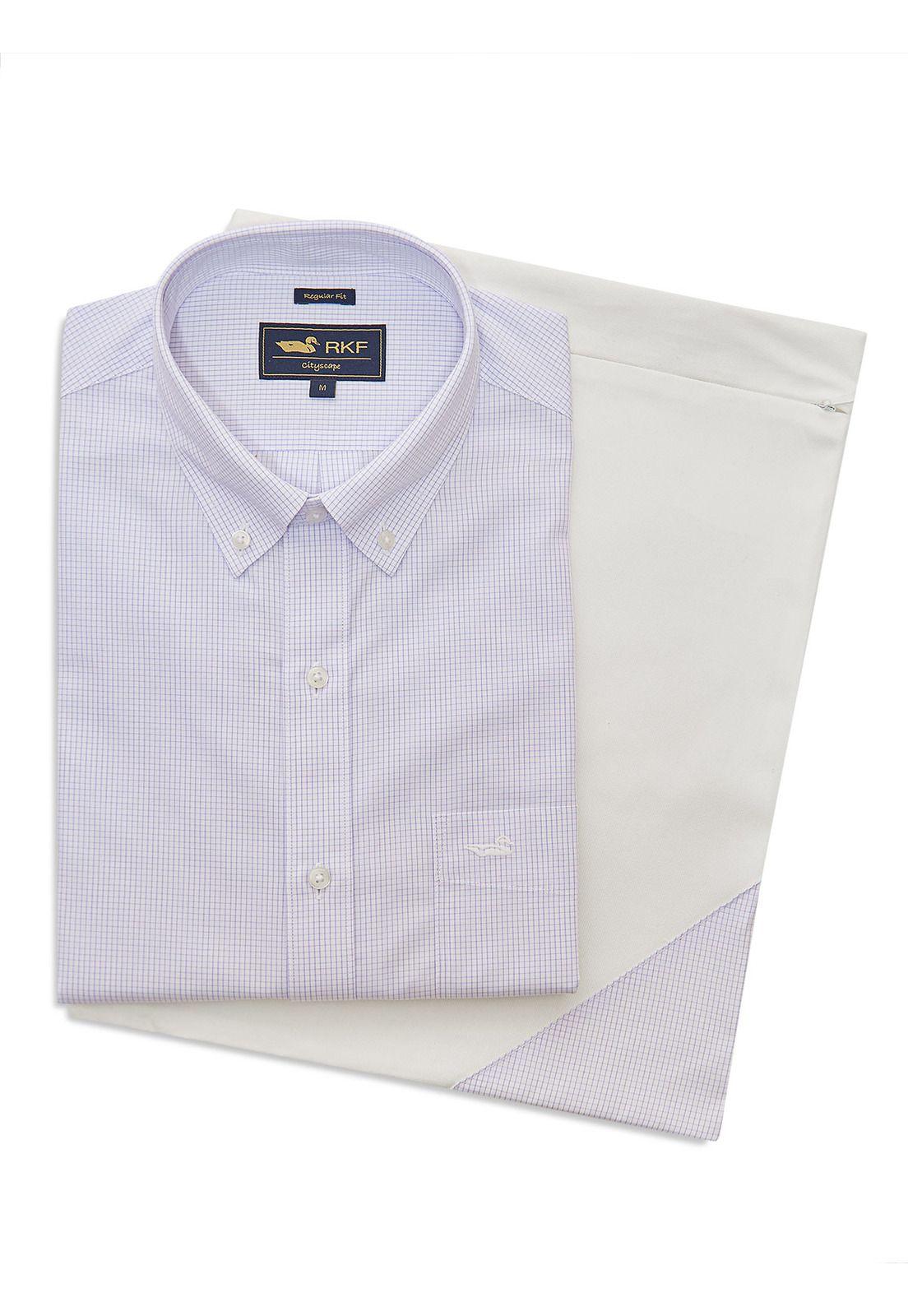 Camisa Libre de Arrugas Algodón Hombre Lila-5