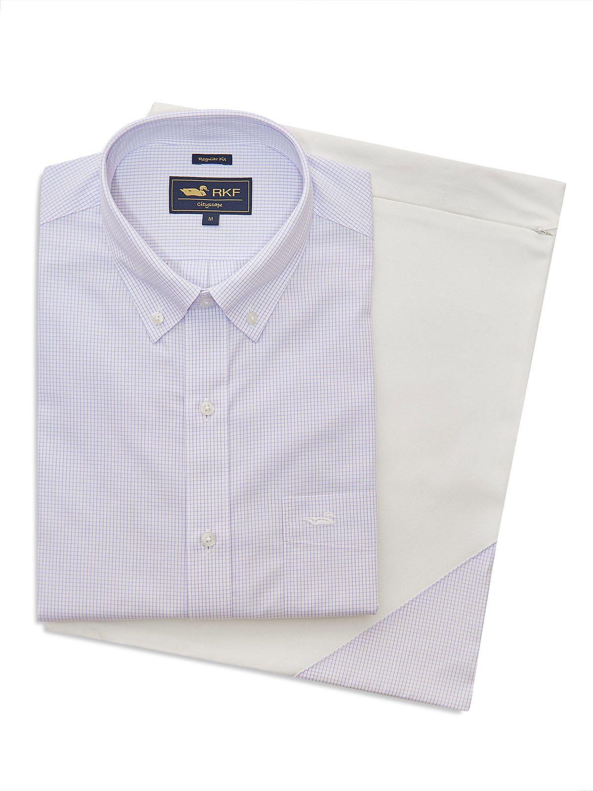 Camisa Libre de Arrugas Algodón Hombre Lila-5
