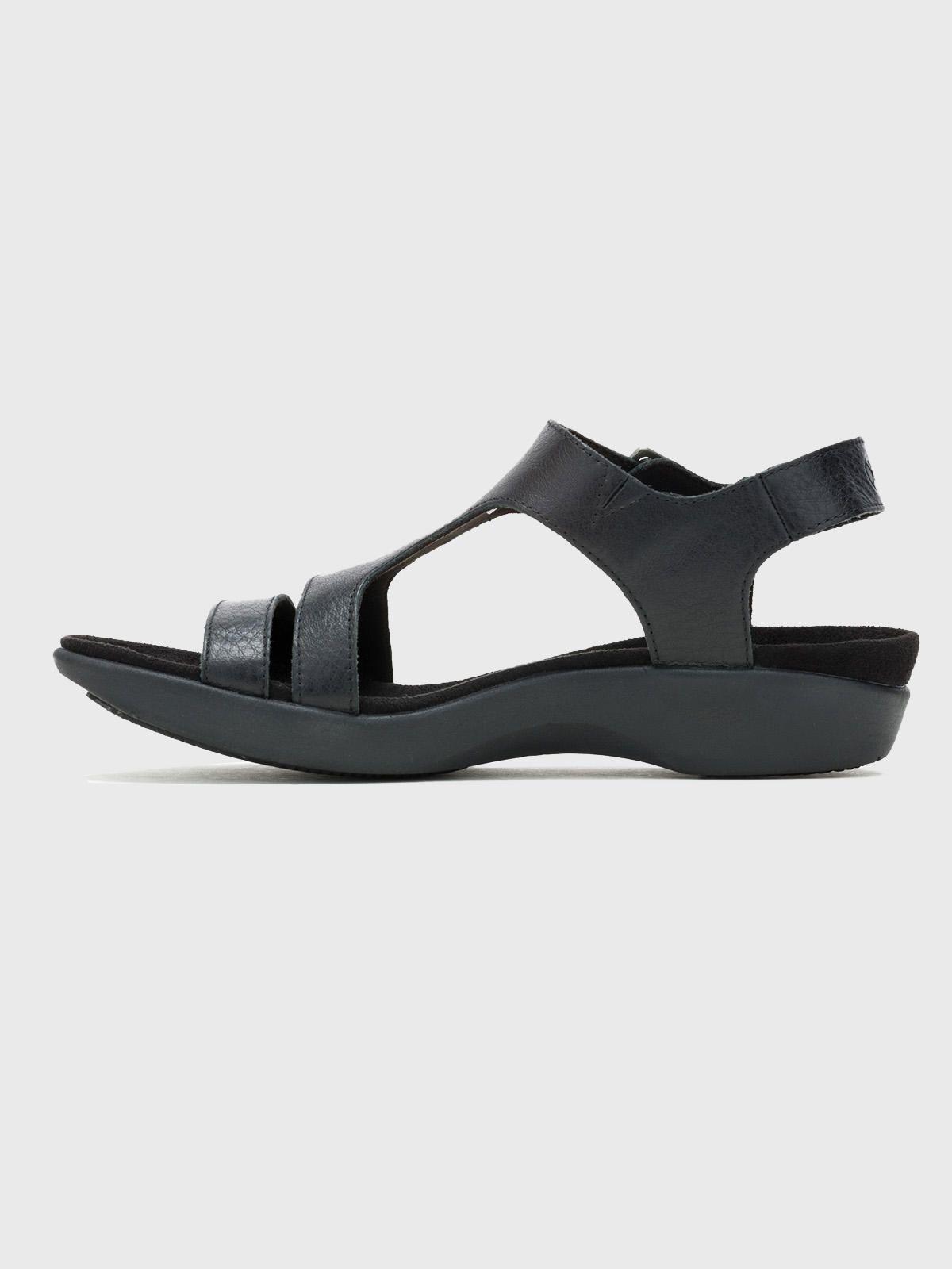 Sandalia Cuero Negro Mujer Dorri T-Band -3