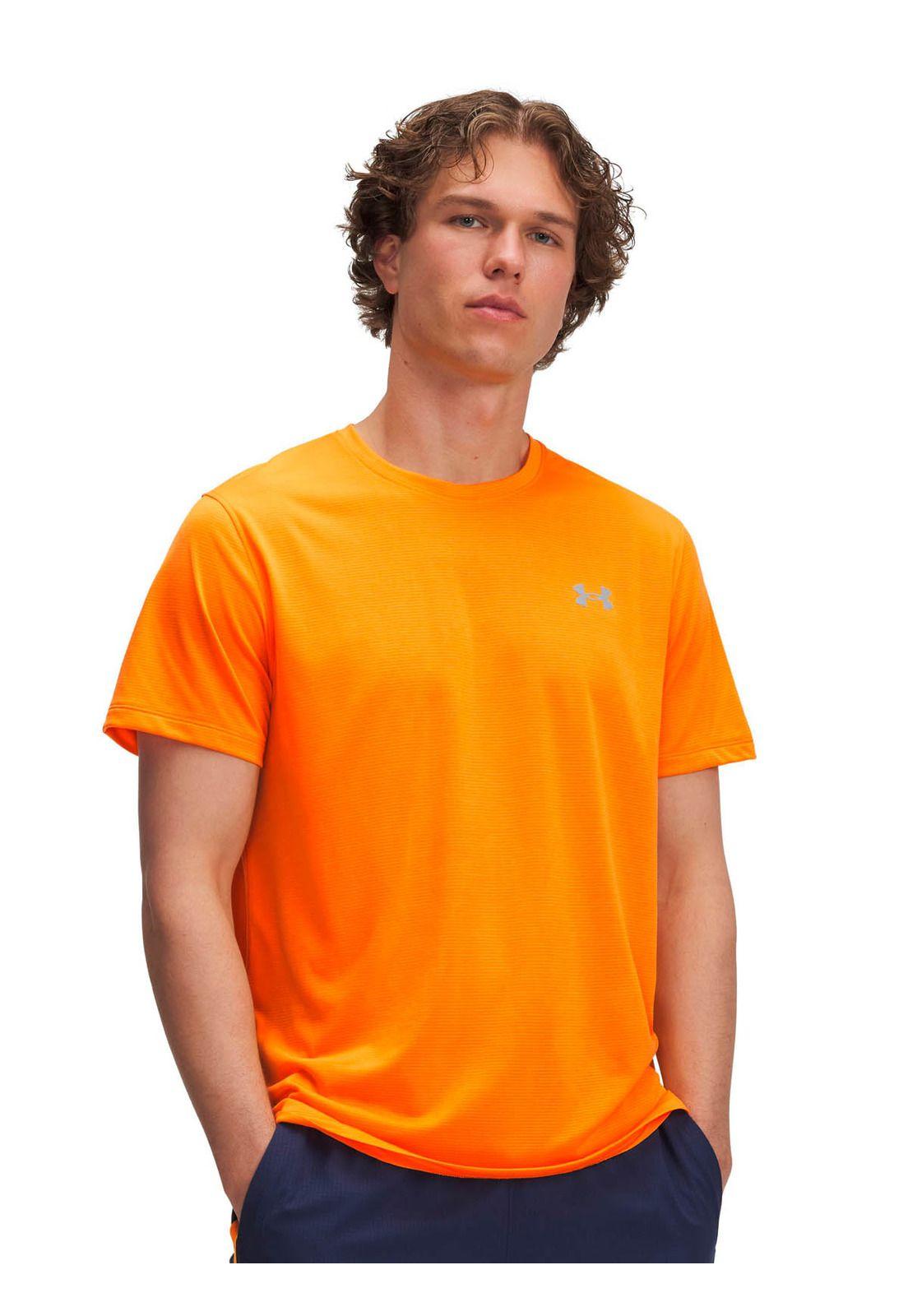 Polera Manga Corta Running  Hombre Launch Naranjo 
-3