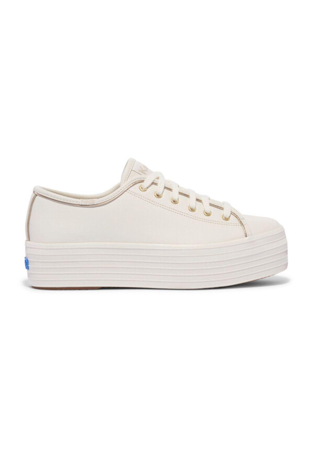 Zapatilla Cuero Blanca Mujer Triple Up Piping -0