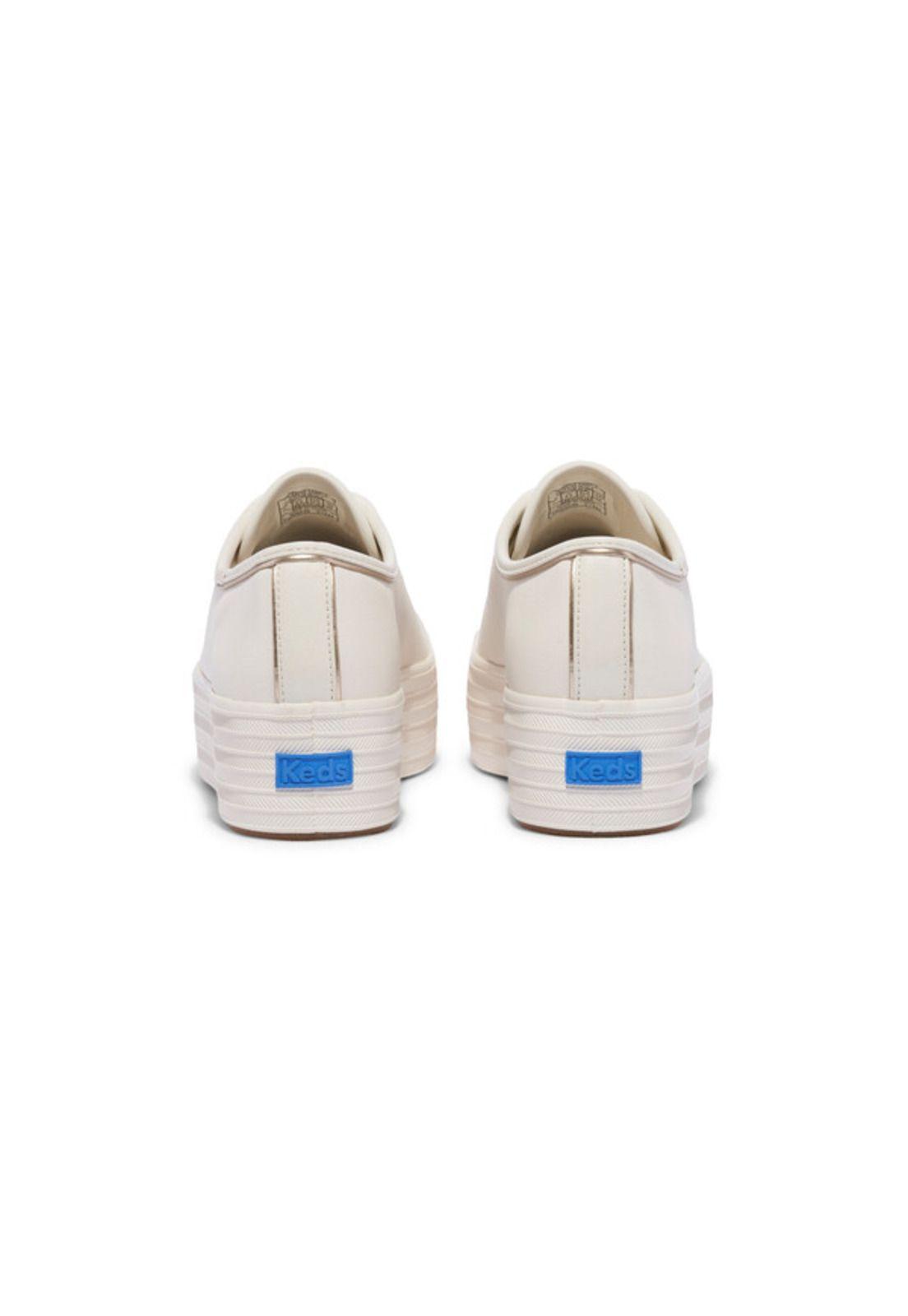 Zapatilla Cuero Blanca Mujer Triple Up Piping -4